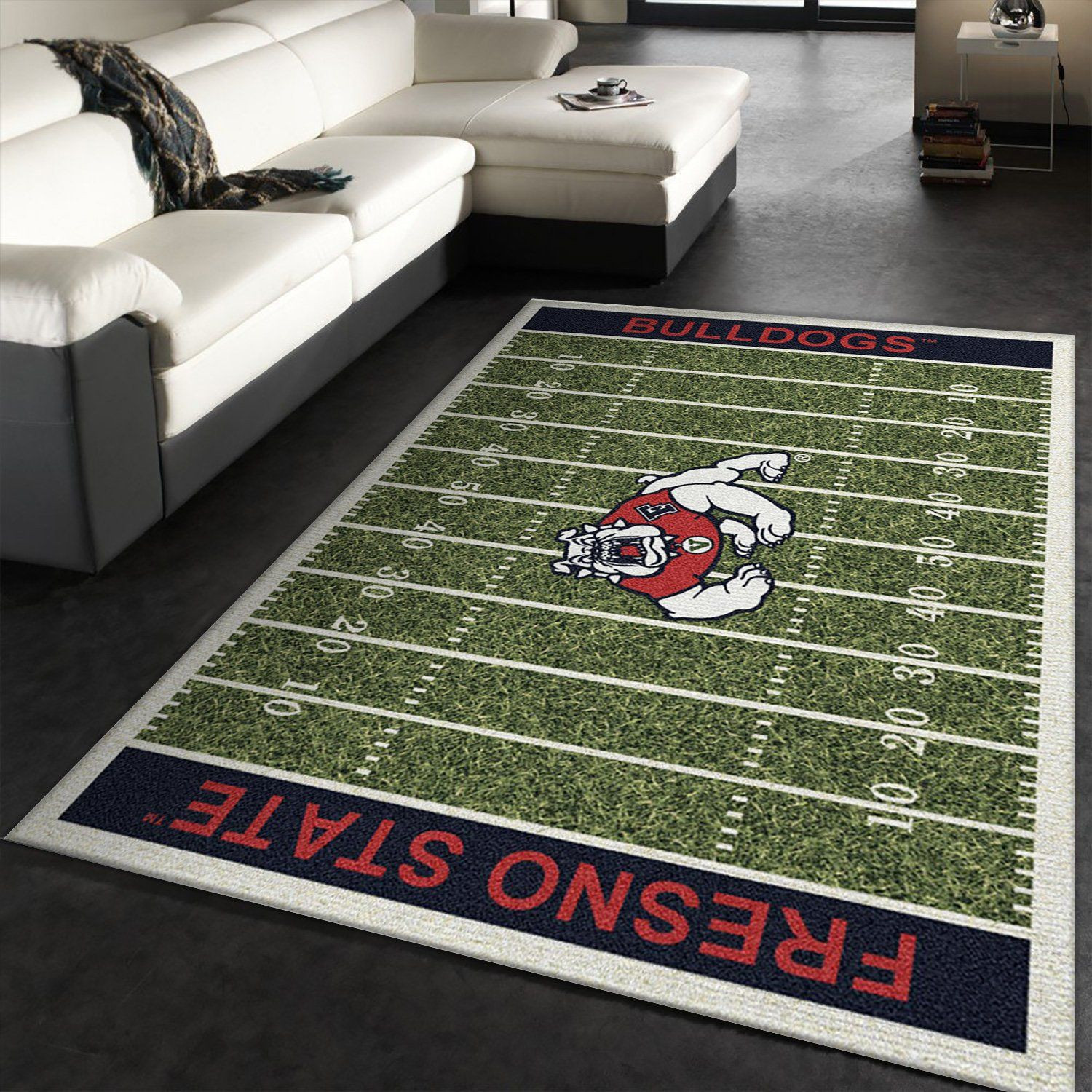 College Cal State Fresno Team Logo Rectangle Area Rug – Full Print Carpet For Living Room & Bedroom Home Decor