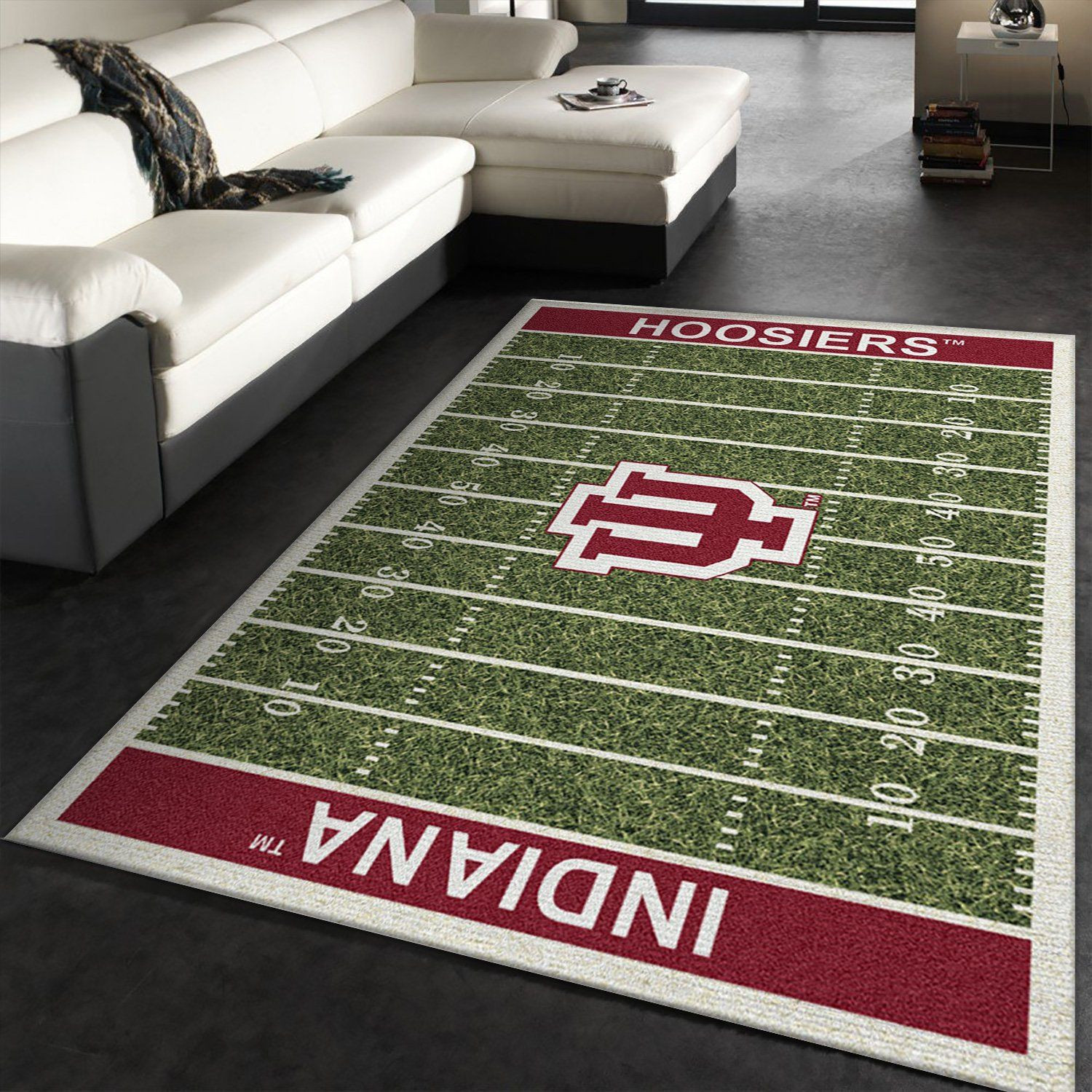 College Indiana Team Logo Rectangle Area Rug – Full Print Carpet For Living Room & Bedroom Home Decor