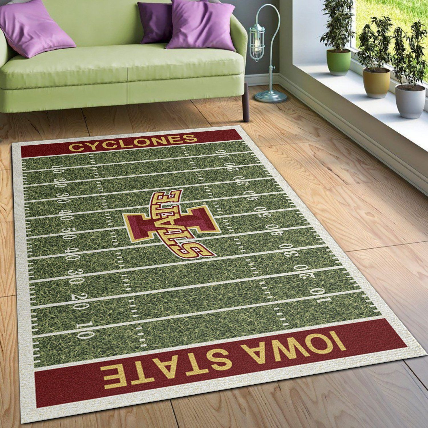 College Iowa State Team Logo Rectangle Area Rug – Full Print Carpet For Living Room & Bedroom Home Decor