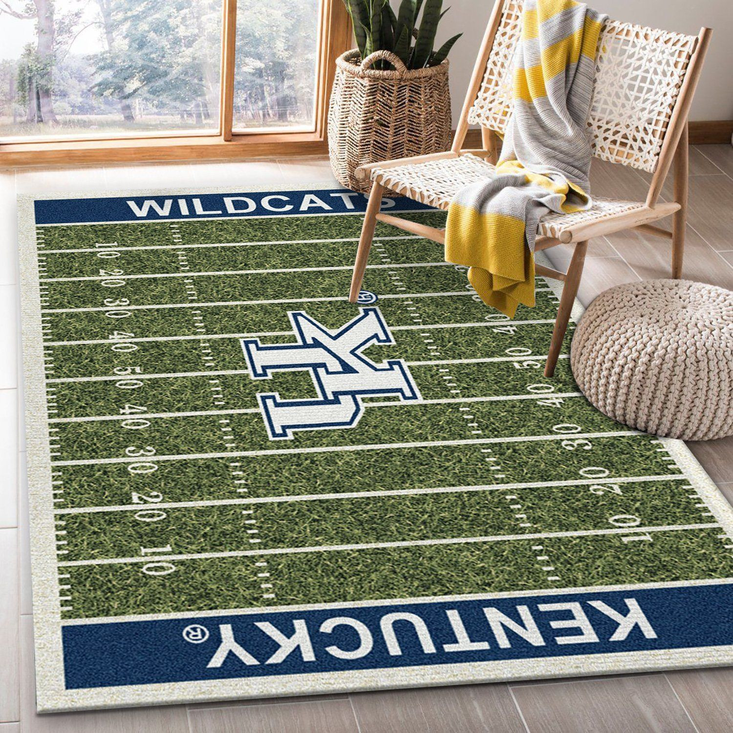 College Kentucky Team Logo Rectangle Area Rug – Full Print Carpet For Living Room & Bedroom Home Decor