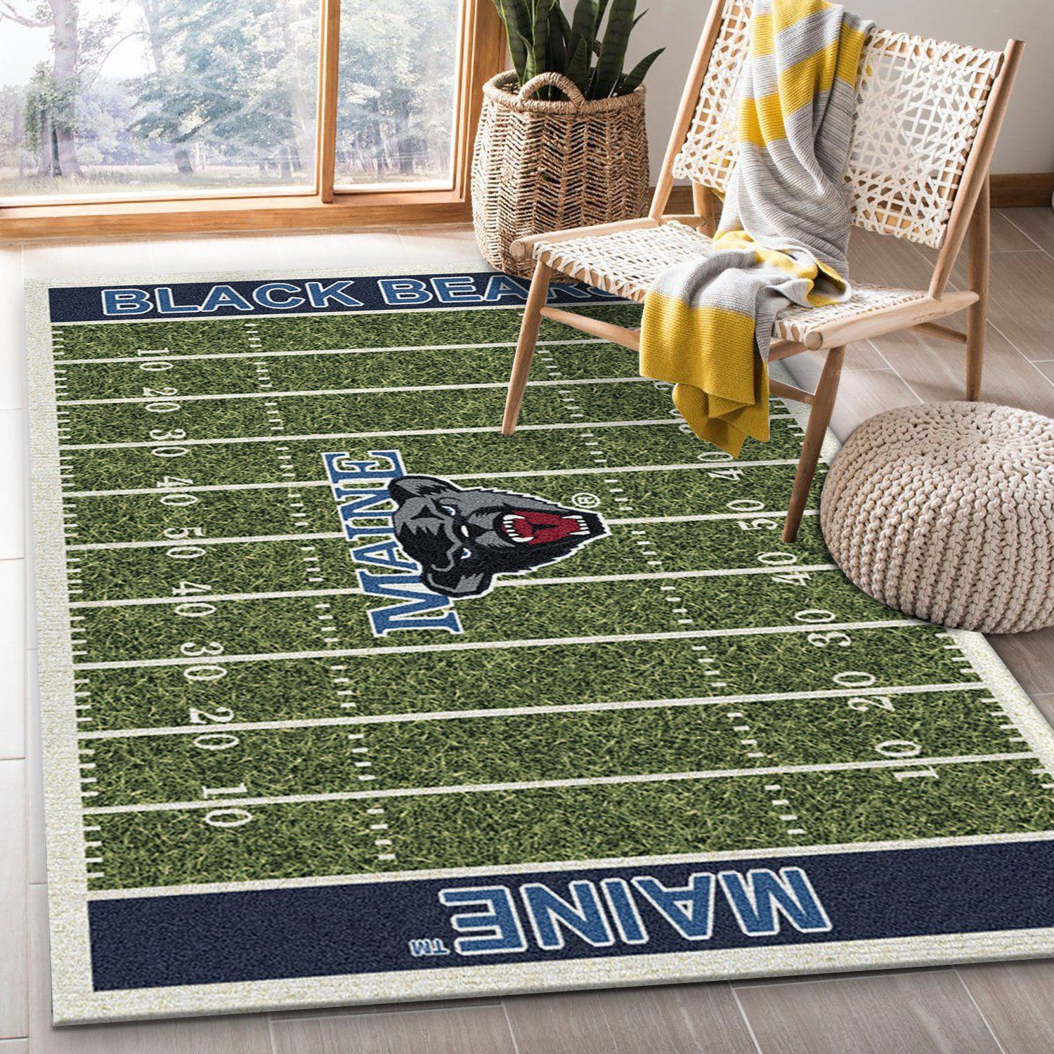 College Maine Team Logo Rectangle Area Rug – Full Print Carpet For Living Room & Bedroom Home Decor