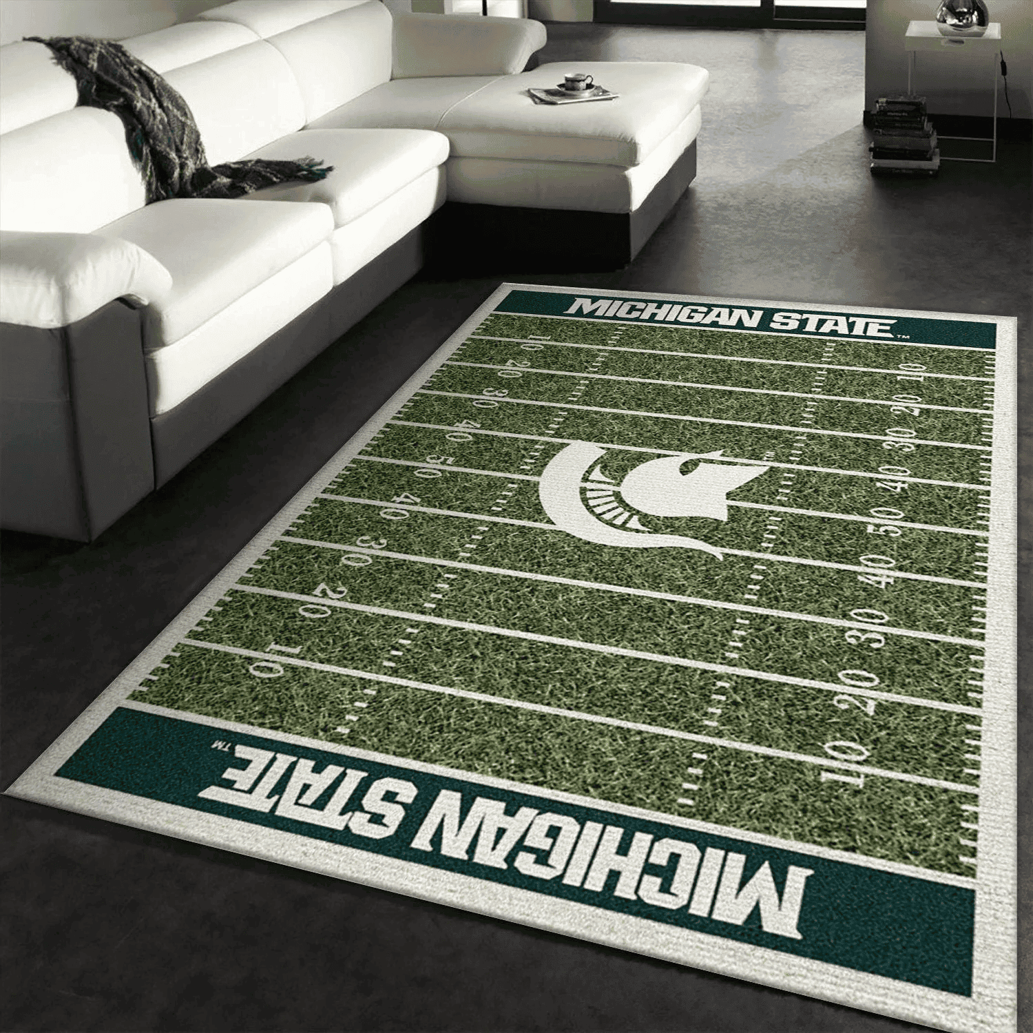 College Michigan State Team Logo Rectangle Area Rug – Full Print Carpet For Living Room & Bedroom Home Decor