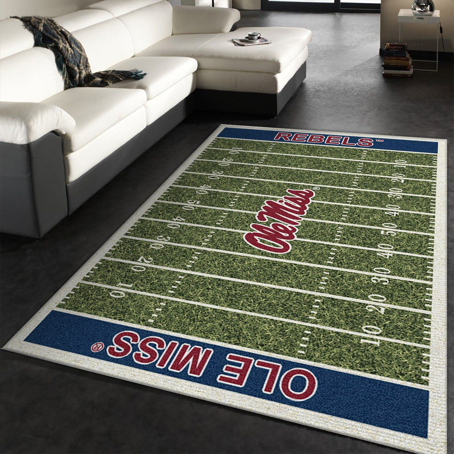 College Mississippi Team Logo Rectangle Area Rug – Full Print Carpet For Living Room & Bedroom Home Decor