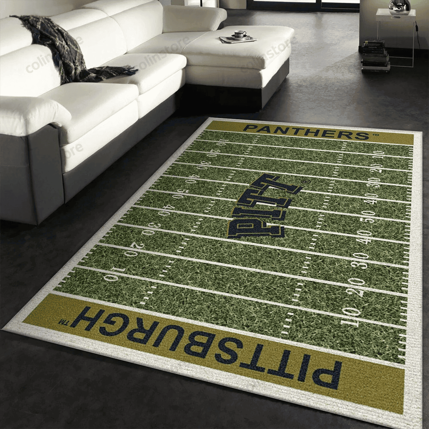 College Pittsburgh Team Logo Rectangle Area Rug – Full Print Carpet For Living Room & Bedroom Home Decor