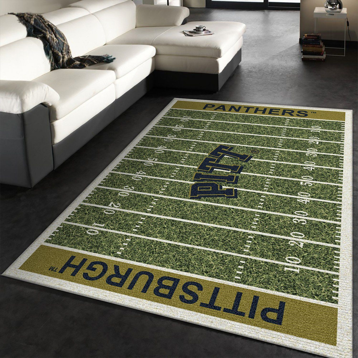 College Pittsburgh Team Logo Rectangle Area Rug – Full Print Carpet For Living Room & Bedroom Home Decor