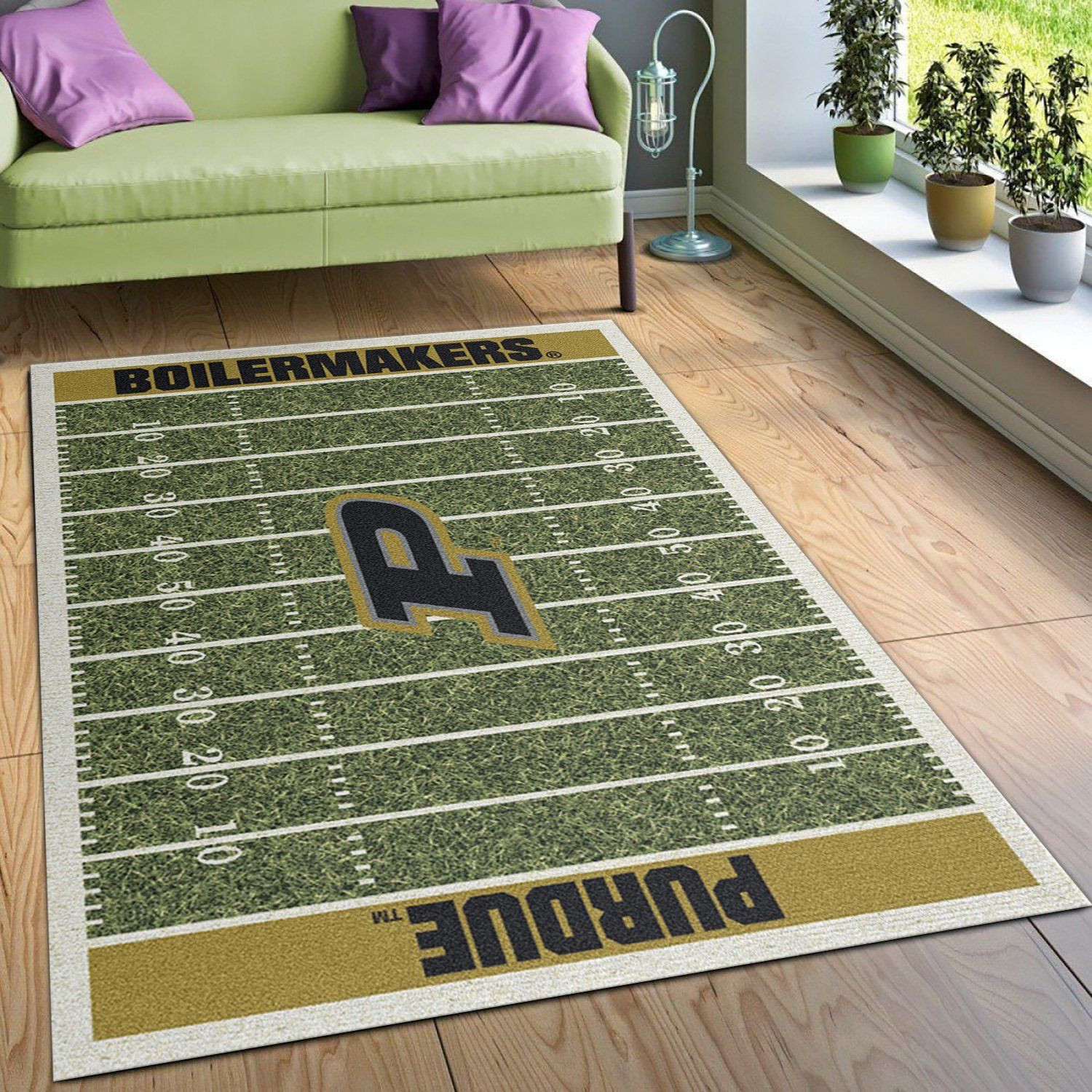 College Purdue Team Logo Rectangle Area Rug – Full Print Carpet For Living Room & Bedroom Home Decor