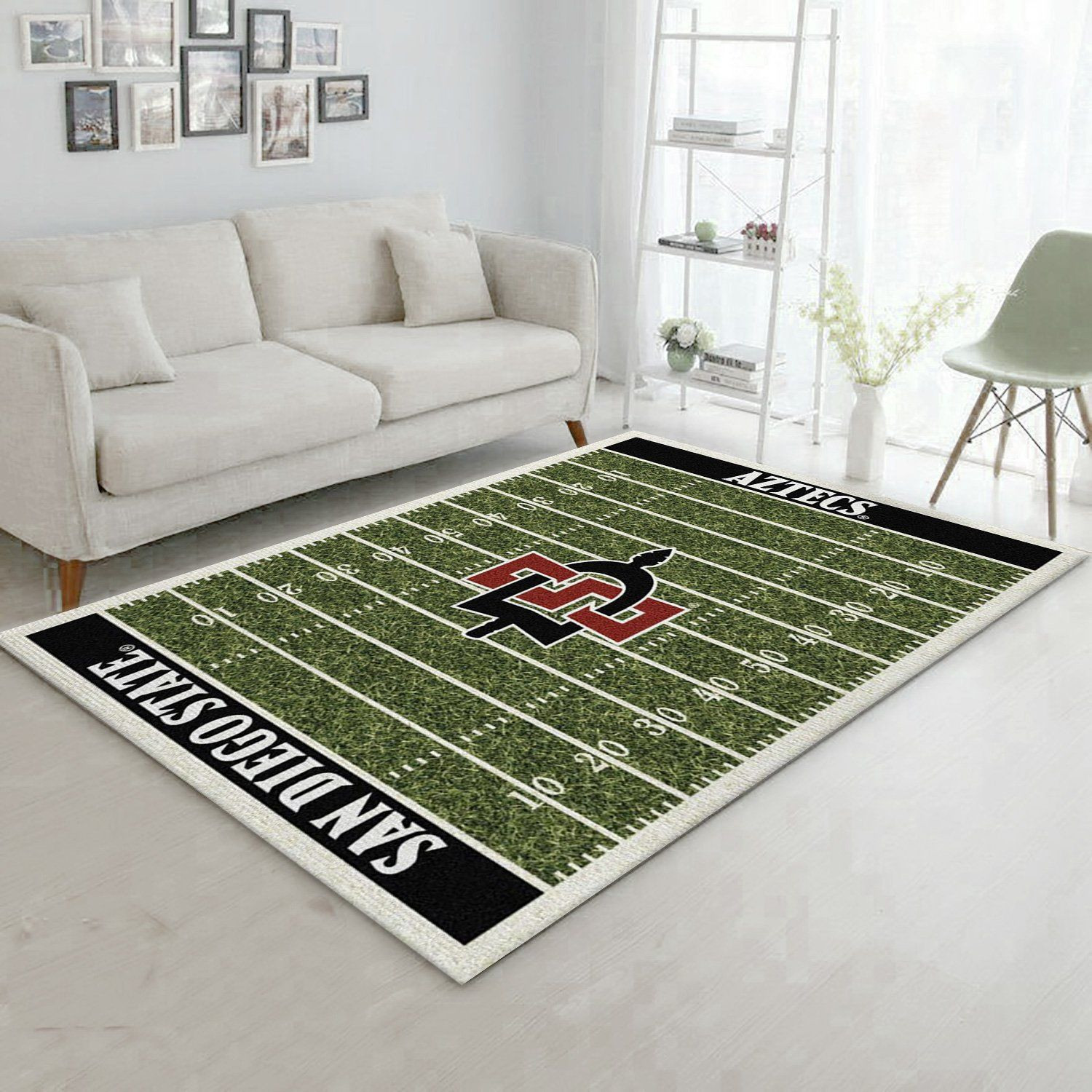 College San Diego State Team Logo Rectangle Area Rug – Full Print Carpet For Living Room & Bedroom Home Decor
