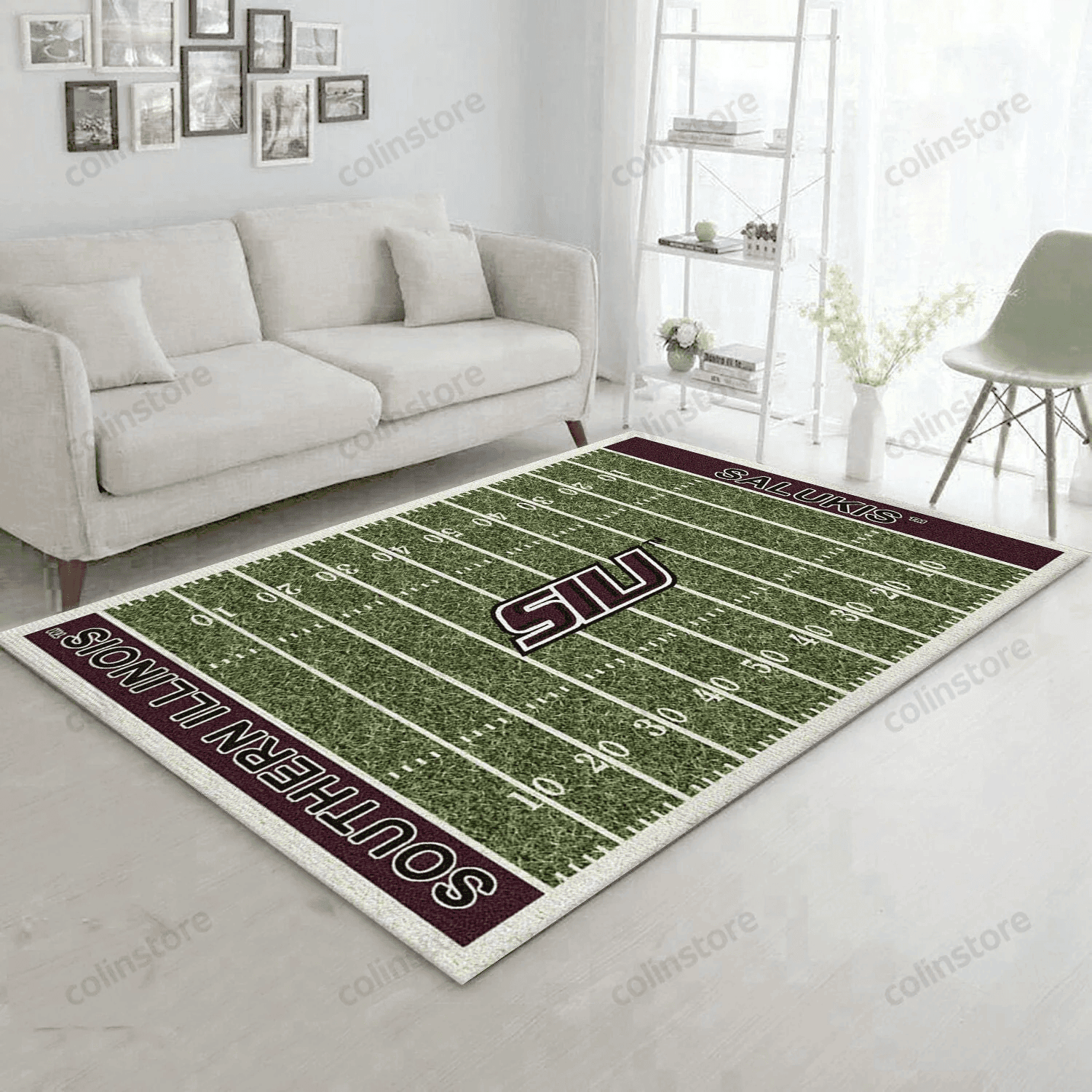 College Southern Illinois Team Logo Rectangle Area Rug – Full Print Carpet For Living Room & Bedroom Home Decor