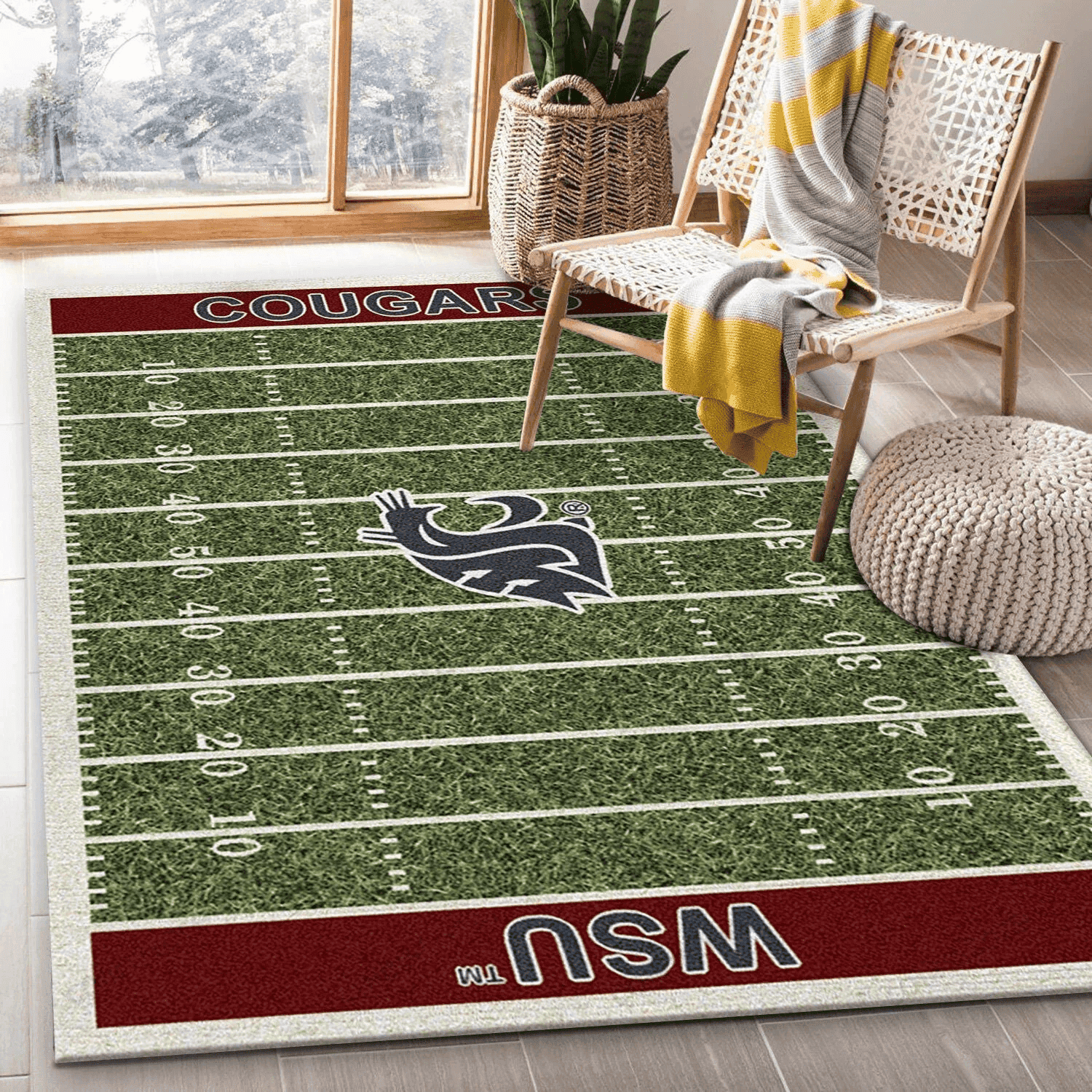 College State Team Logo Rectangle Area Rug – Full Print Carpet For Living Room & Bedroom Home Decor