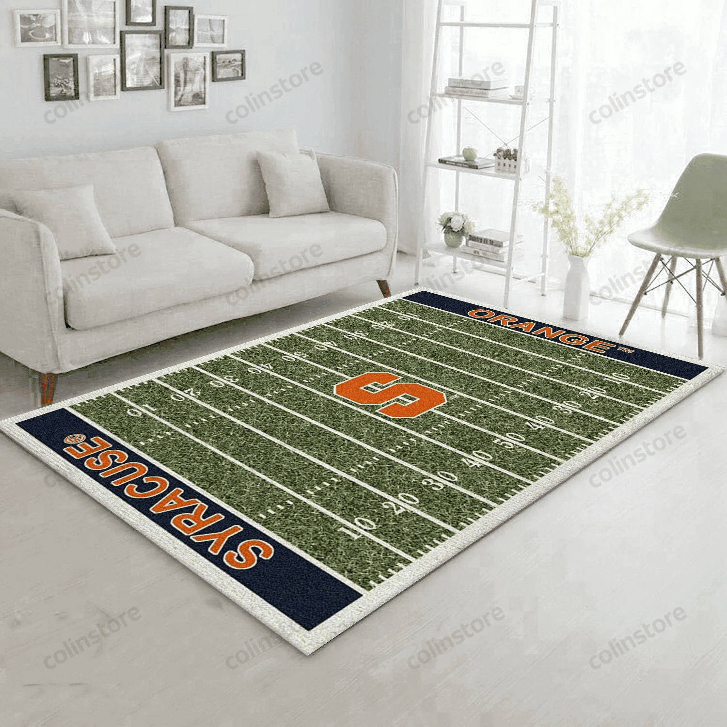 College Syracuse Team Logo Rectangle Area Rug – Full Print Carpet For Living Room & Bedroom Home Decor
