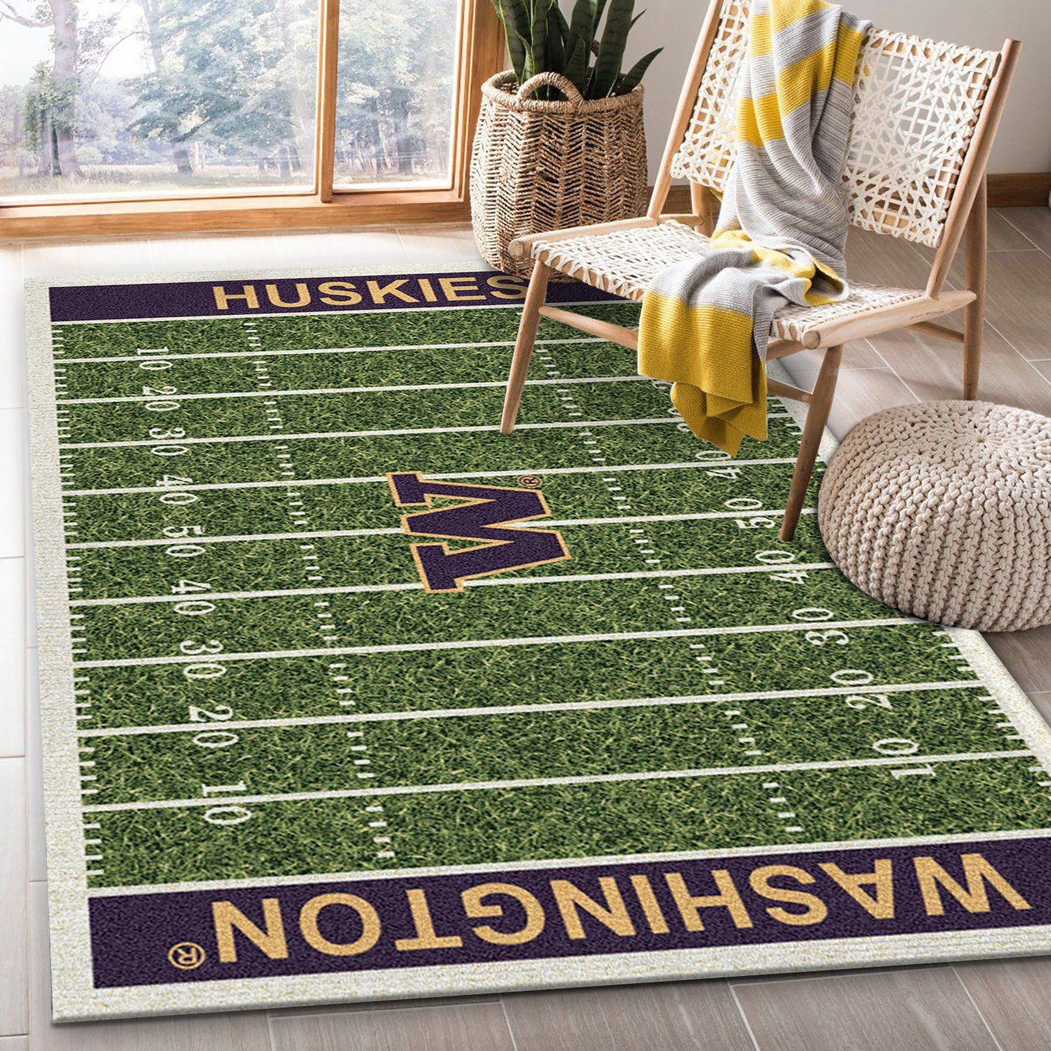 College Team Logo Rectangle Area Rug – Full Print Carpet For Living Room & Bedroom Home Decor