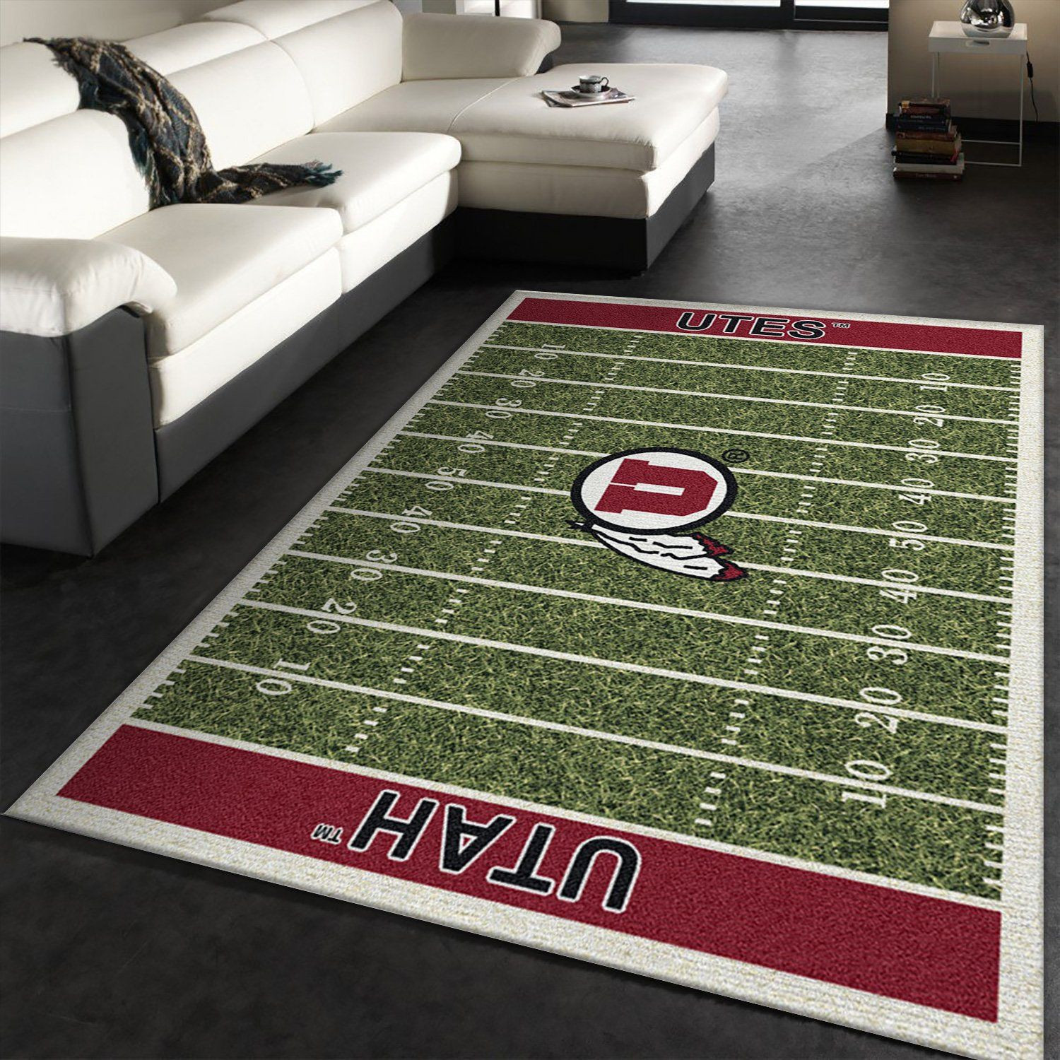 College Utah Team Logo Rectangle Area Rug – Full Print Carpet For Living Room & Bedroom Home Decor