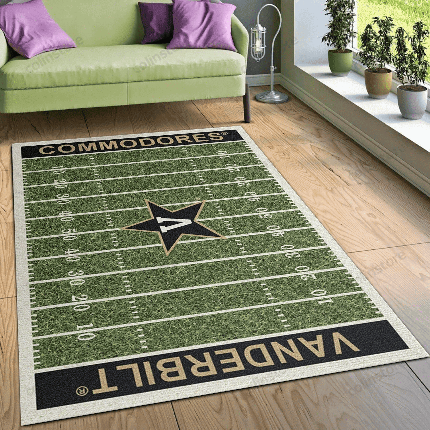 College Vanderbilt Team Logo Rectangle Area Rug – Full Print Carpet For Living Room & Bedroom Home Decor