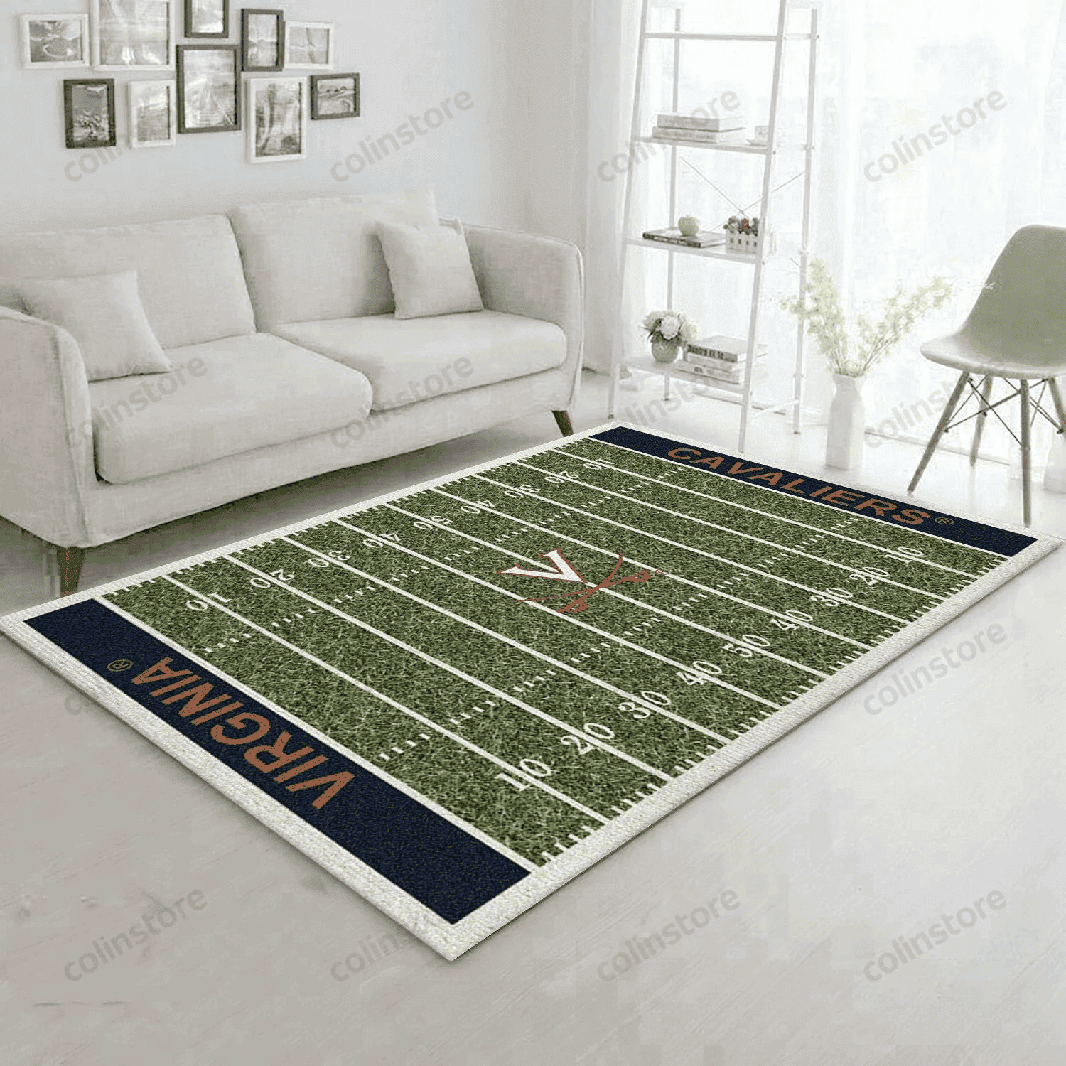 College Virginia Team Logo Rectangle Area Rug – Full Print Carpet For Living Room & Bedroom Home Decor