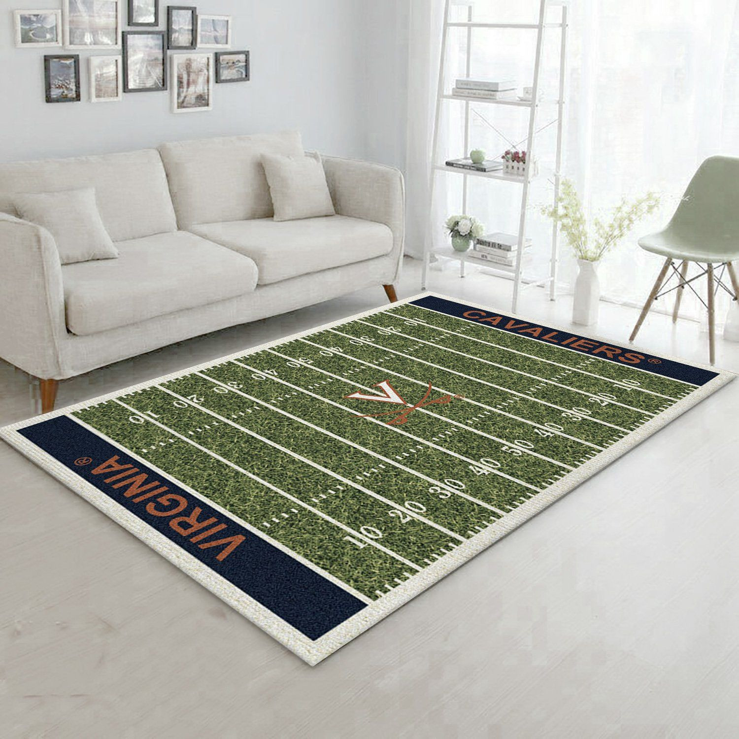 College Virginia Team Logo Rectangle Area Rug – Full Print Carpet For Living Room & Bedroom Home Decor