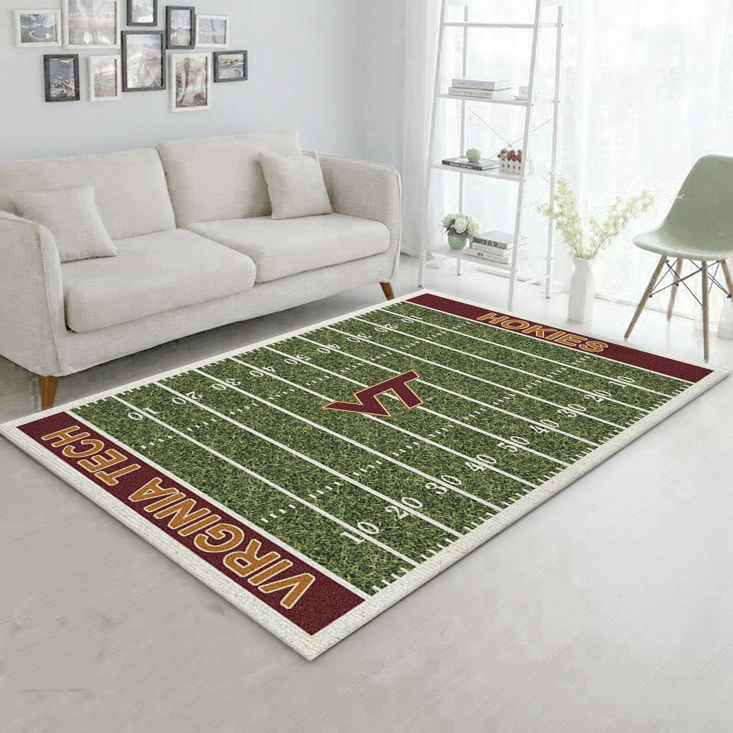 College Virginia Tech Team Logo Rectangle Area Rug – Full Print Carpet For Living Room & Bedroom Home Decor