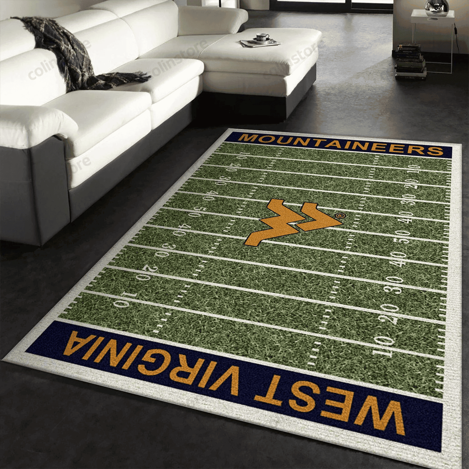 College West Virginia Team Logo Rectangle Area Rug – Full Print Carpet For Living Room & Bedroom Home Decor