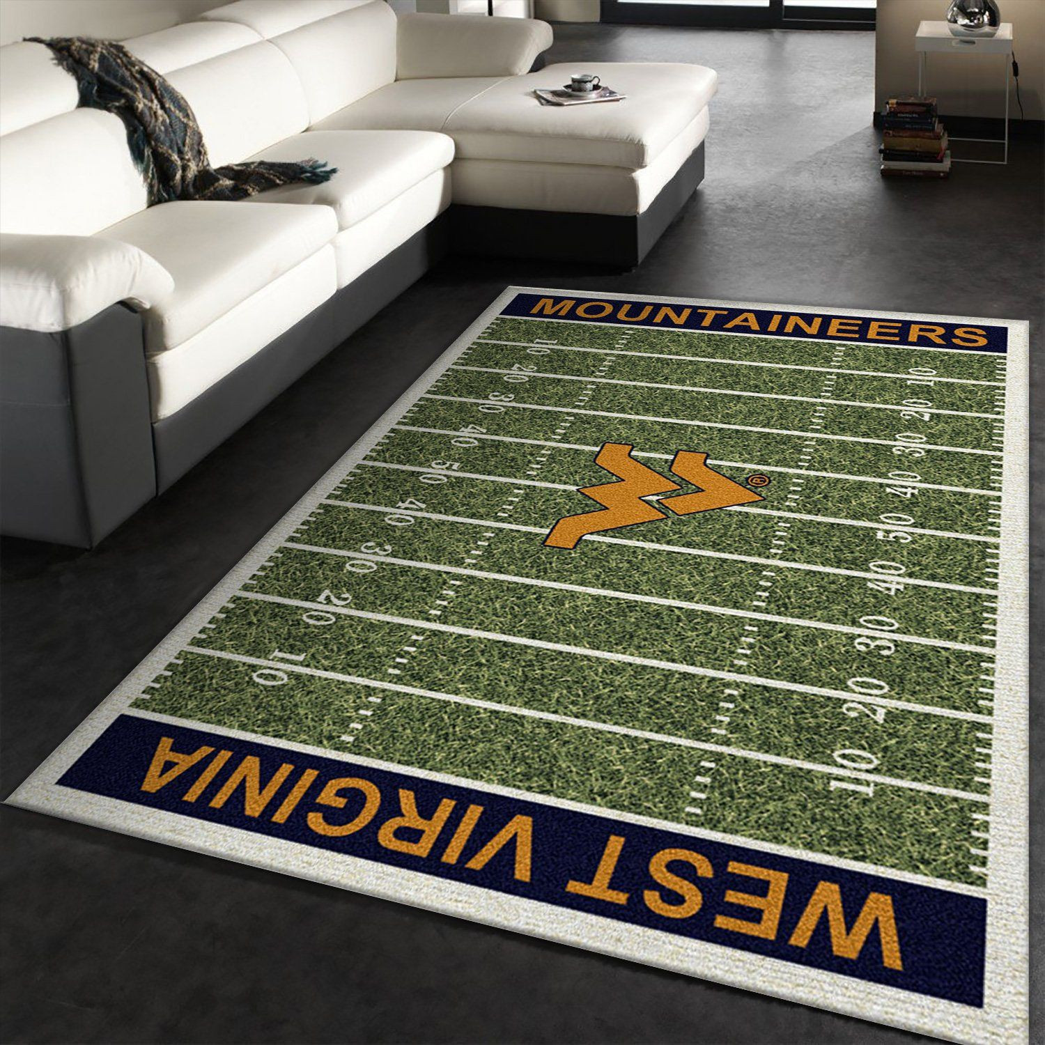 College West Virginia Team Logo Rectangle Area Rug – Full Print Carpet For Living Room & Bedroom Home Decor