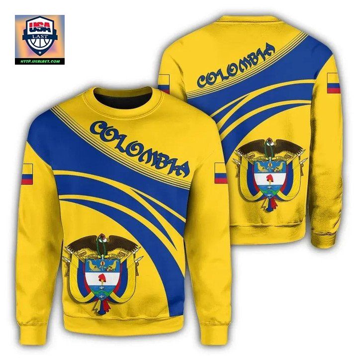 Colombia Coat Of Arms Sweater Cricket Style J5W