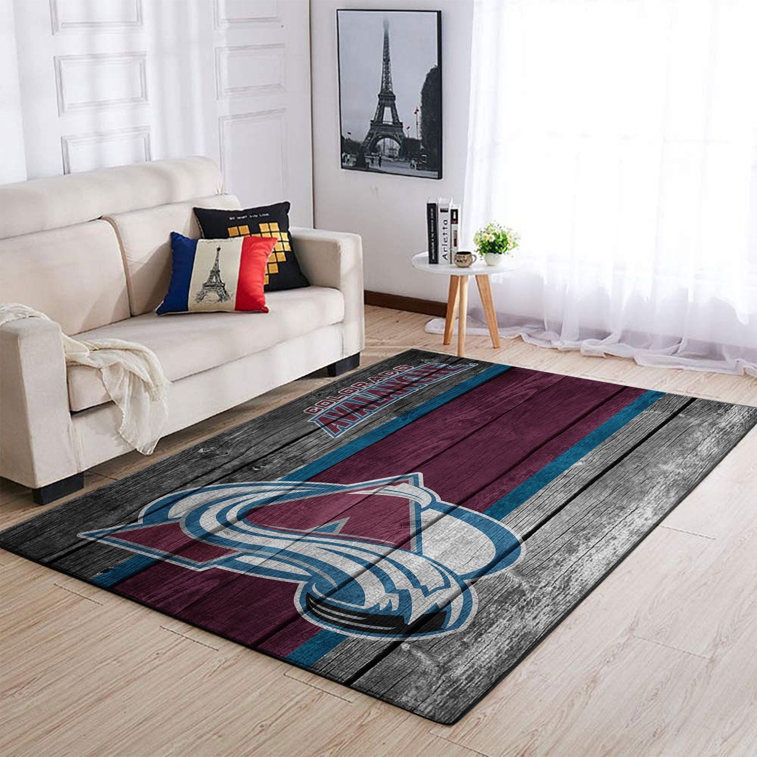 Colorado Avalanche Team Logo Wooden Rectangle Area Rug – Full Print Carpet For Living Room & Bedroom Home Decor