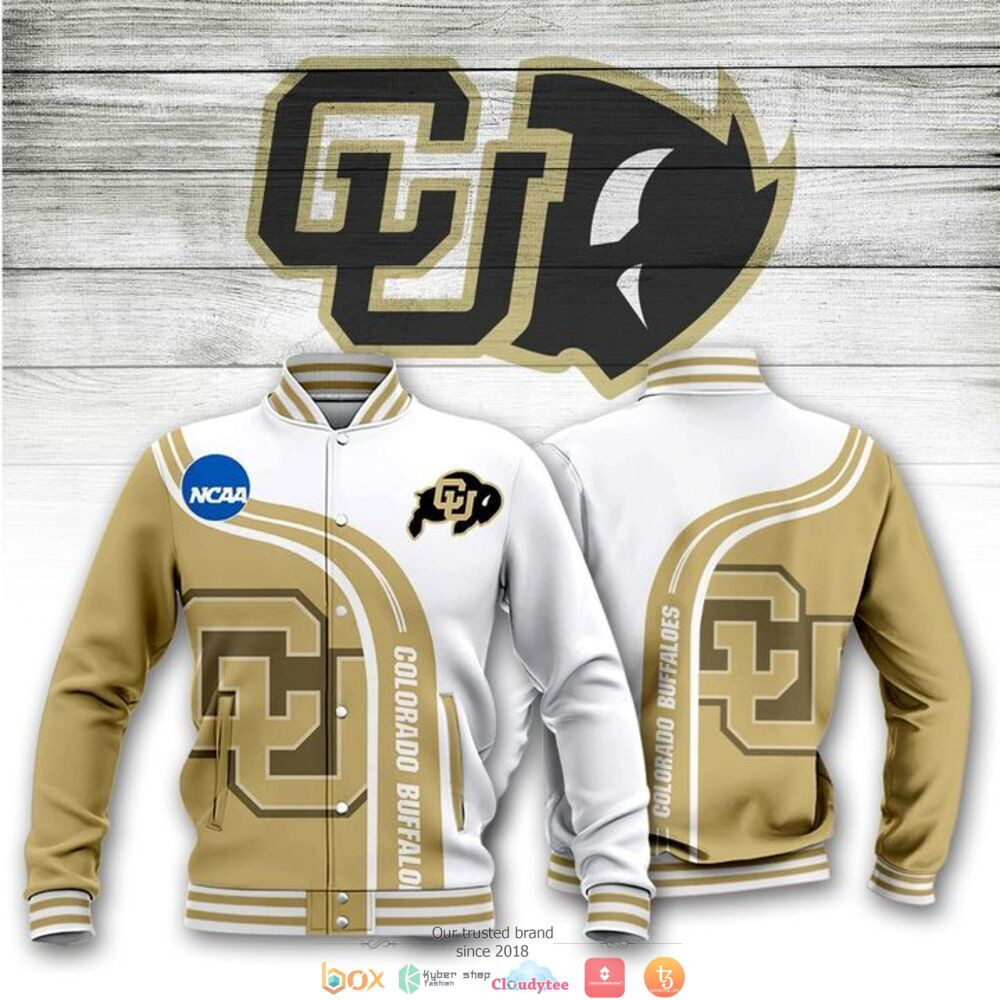 Colorado Buffaloes White Gold Varsity Baseball Jacket for Men & Women | NCAA Team Fan Gift