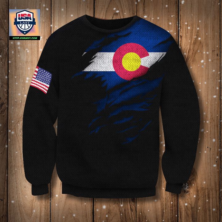 Colorado Flag And Us Flag Logo Sweater Pride Colorado State Flag Sweater Xmas Gift For Bro