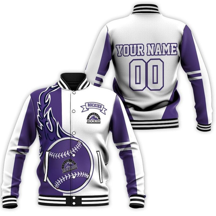 Colorado Rockies Personalized Name Number Varsity Baseball Jacket for Men & Women | MLB Team Fan Gift