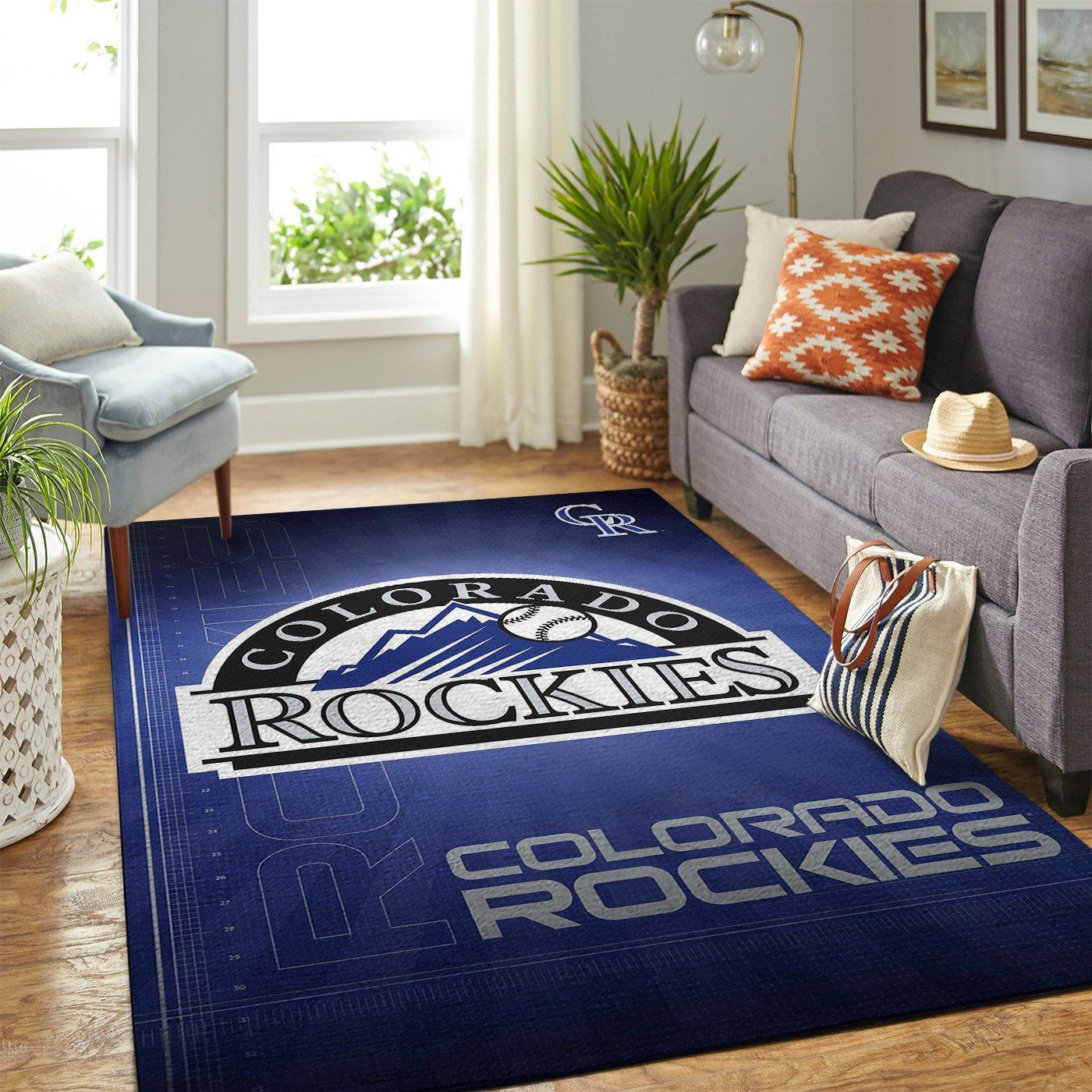 Colorado Rockies Team Logo Rectangle Area Rug – Full Print Carpet For Living Room & Bedroom Home Decor