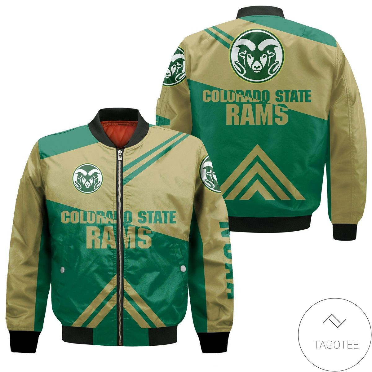 Colorado State Rams Gold Green Bomber Jacket | NCAA College Team Jacket for Men & Women | Sports Fan Gift