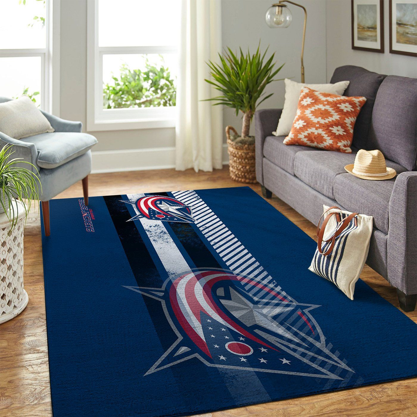 Columbus Blue Jackets Team Logo Nice Gift Rectangle Area Rug – Full Print Carpet For Living Room & Bedroom Home Decor