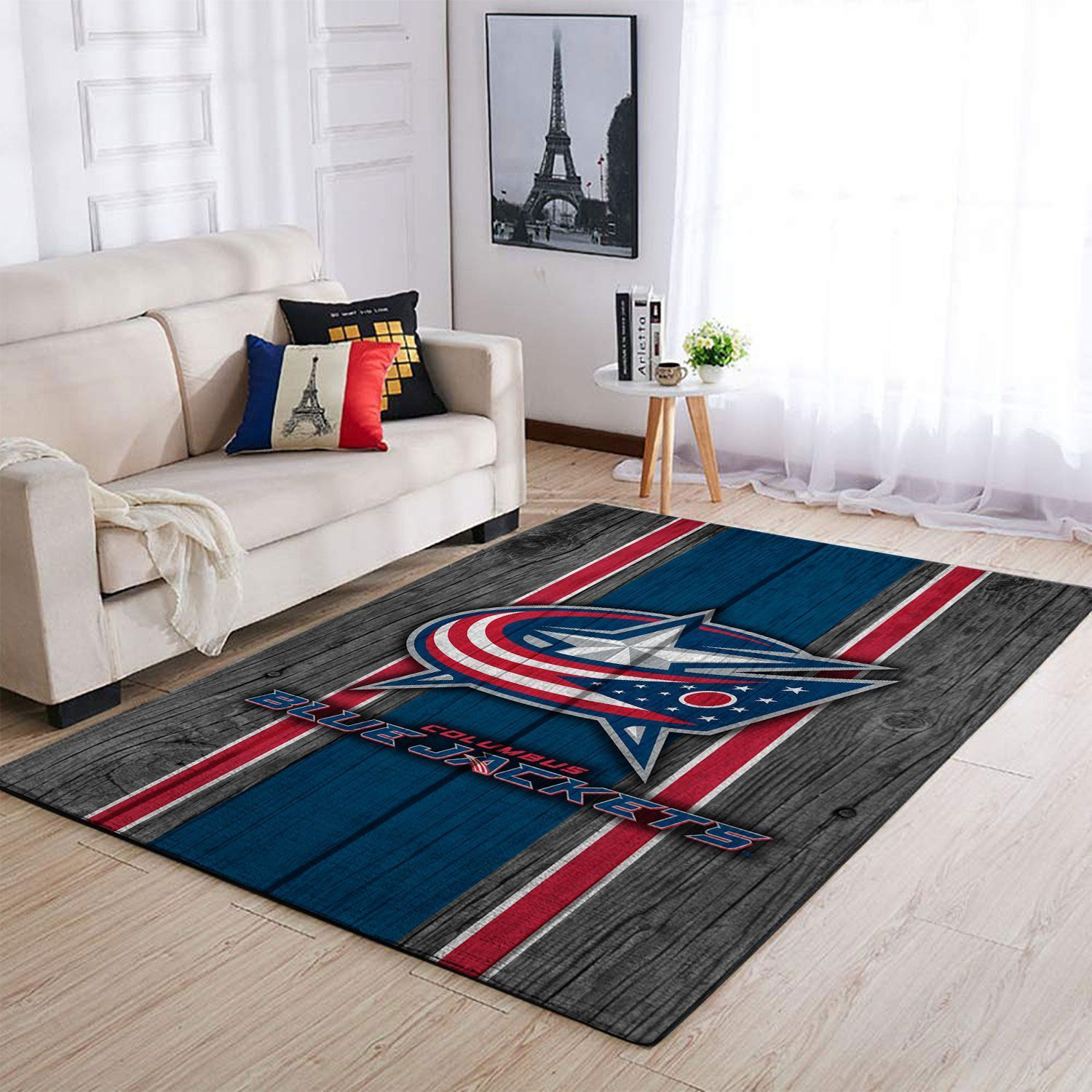 Columbus Blue Jackets Team Logo Rectangle Area Rug – Full Print Carpet For Living Room & Bedroom Home Decor