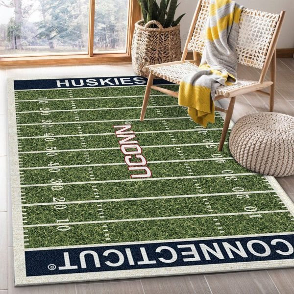 Connecticut Huskies Team Home Field 3D Rectangle Area Rug – Full Print Carpet For Living Room & Bedroom Home Decor