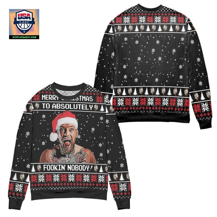 Conor McGregor Merry Christmas To Fookin Nobody Ugly Christmas Sweater Black