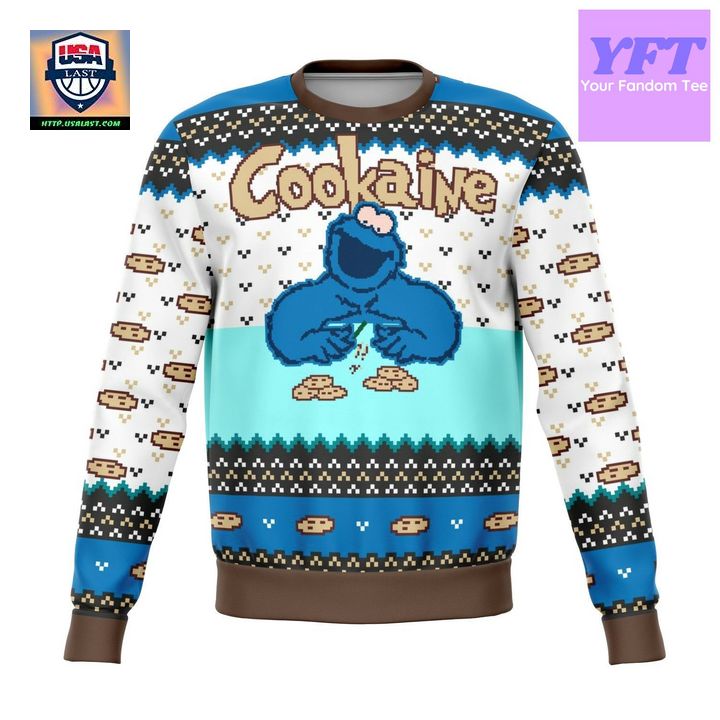 Cookaine Monster Meme Design 3d Ugly Christmas Sweater