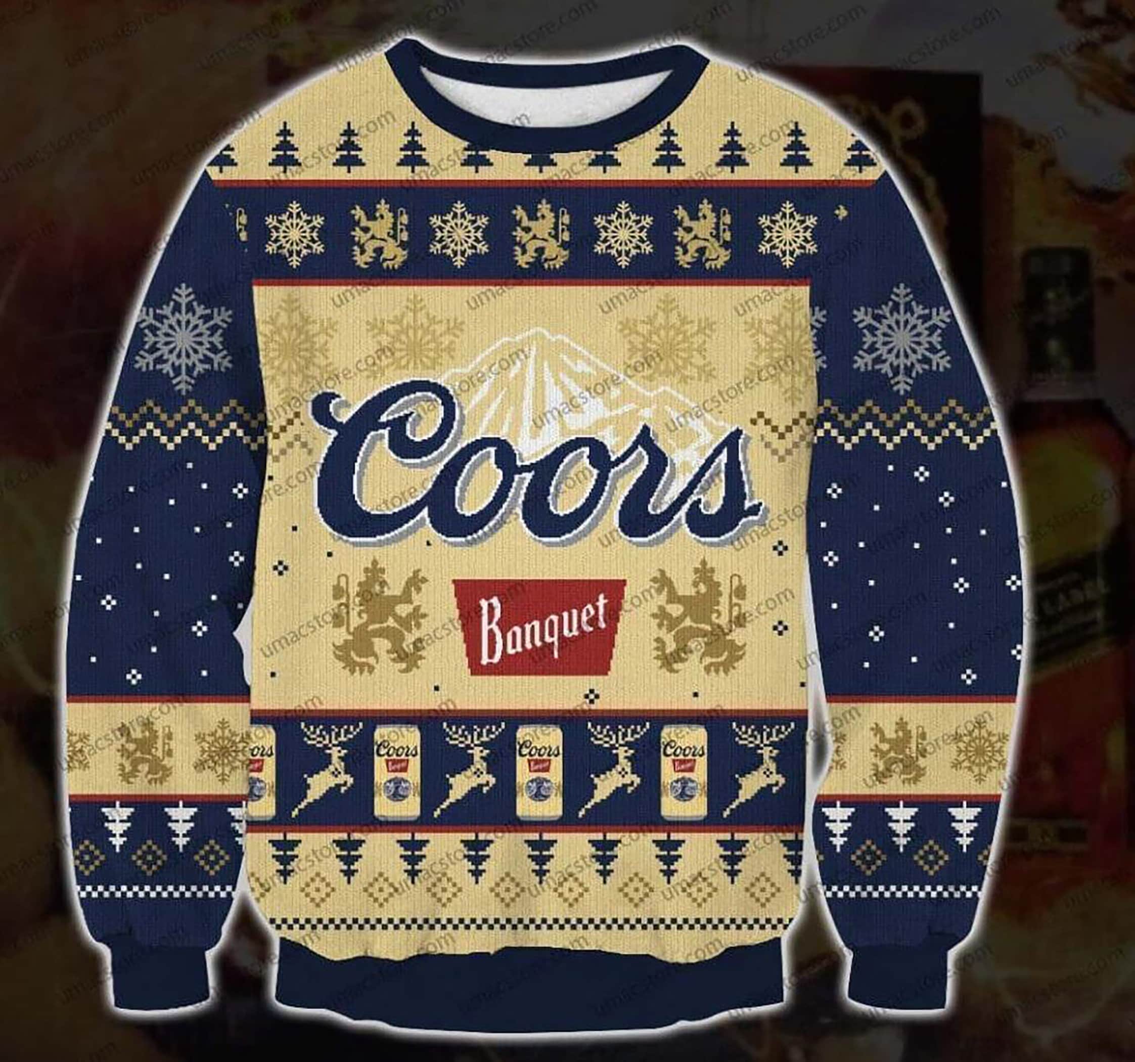 Coors Banquet Beer Print Ugly Christmas Sweater
