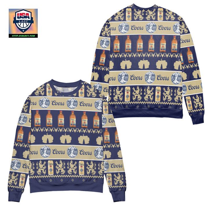 Coors Banquet Beer Reindeer Pattern Ugly Christmas Sweater