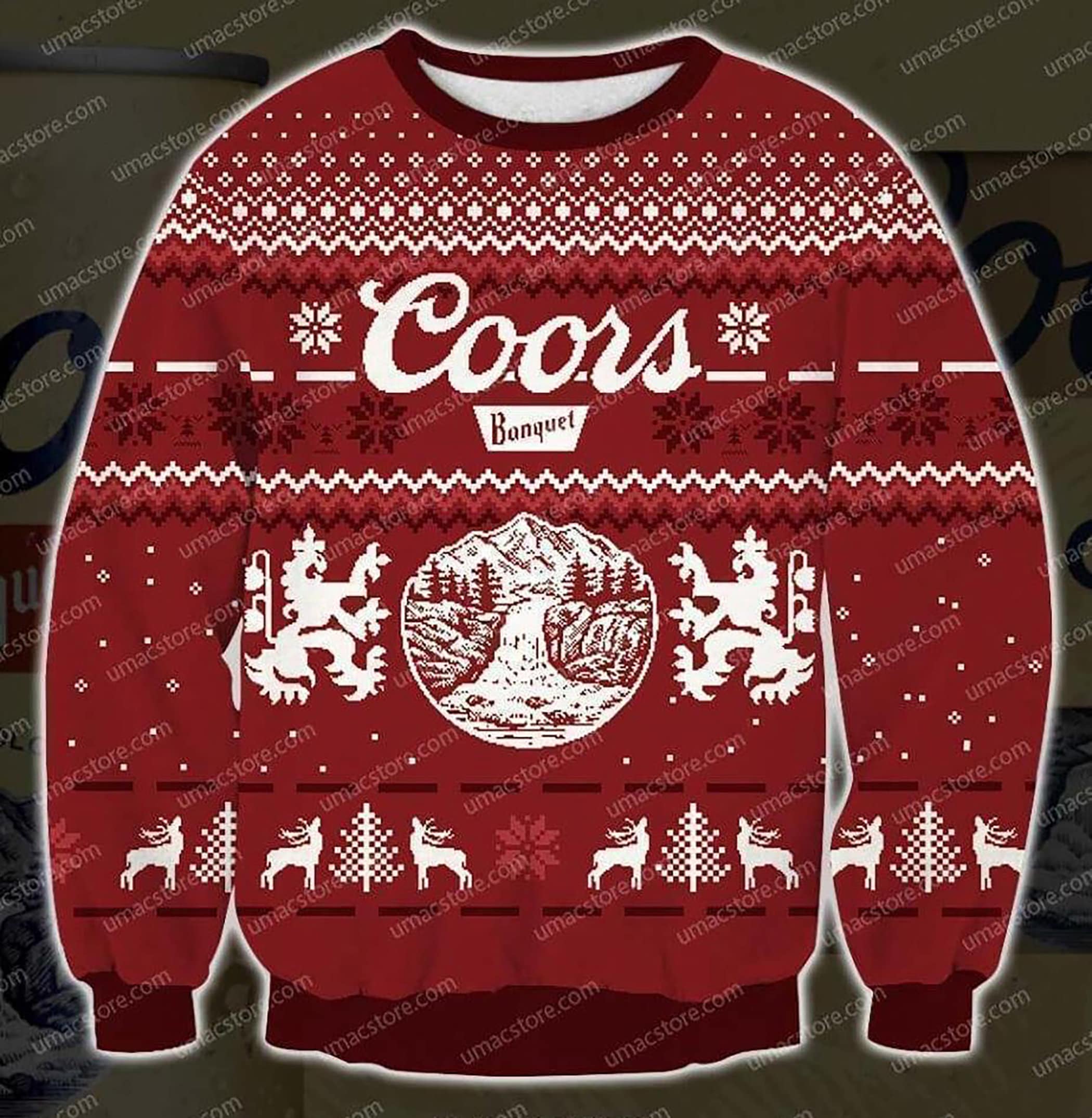 Coors Banquet Beer V2 Print Ugly Christmas Sweater