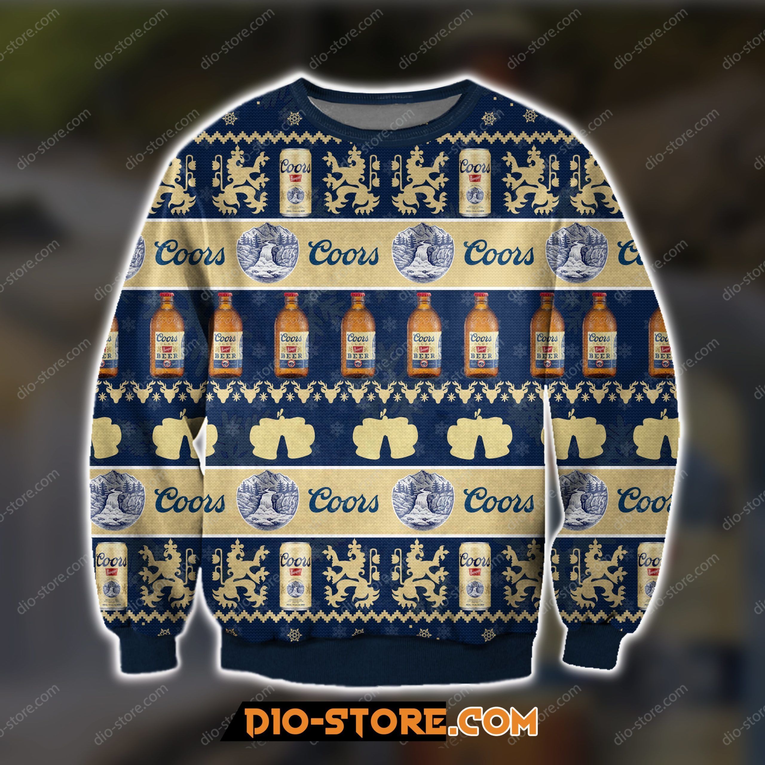 Coors Golden Beer Knitting Pattern 3D Print Ugly Christmas Sweater