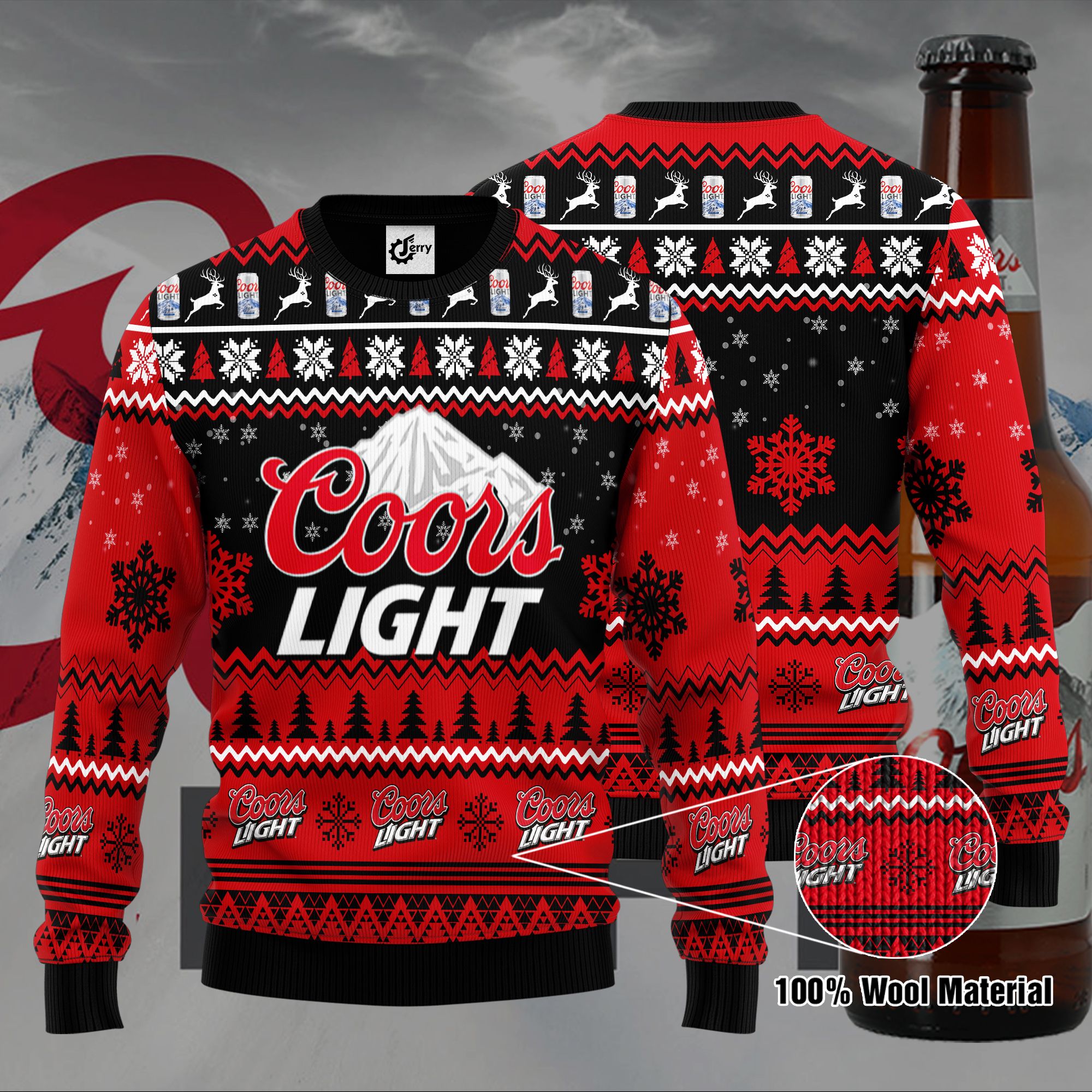 Coors Light 3D Print Ugly Christmas Sweater, Hoodie, Zip Hoodie, Bomber Jacket