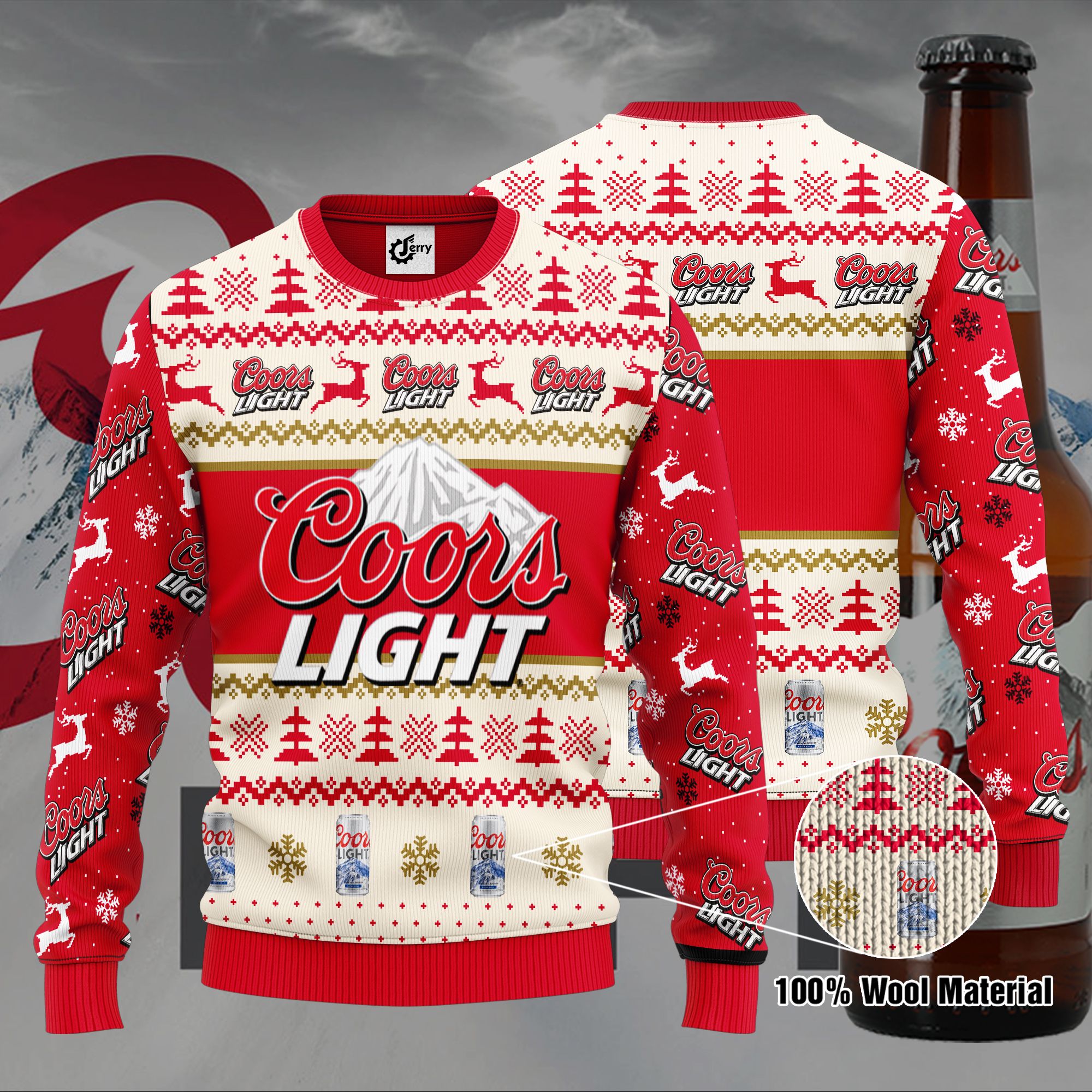 Coors Light 3D Print Ugly Christmas Sweater, Hoodie, Zip Hoodie, Bomber Jacket