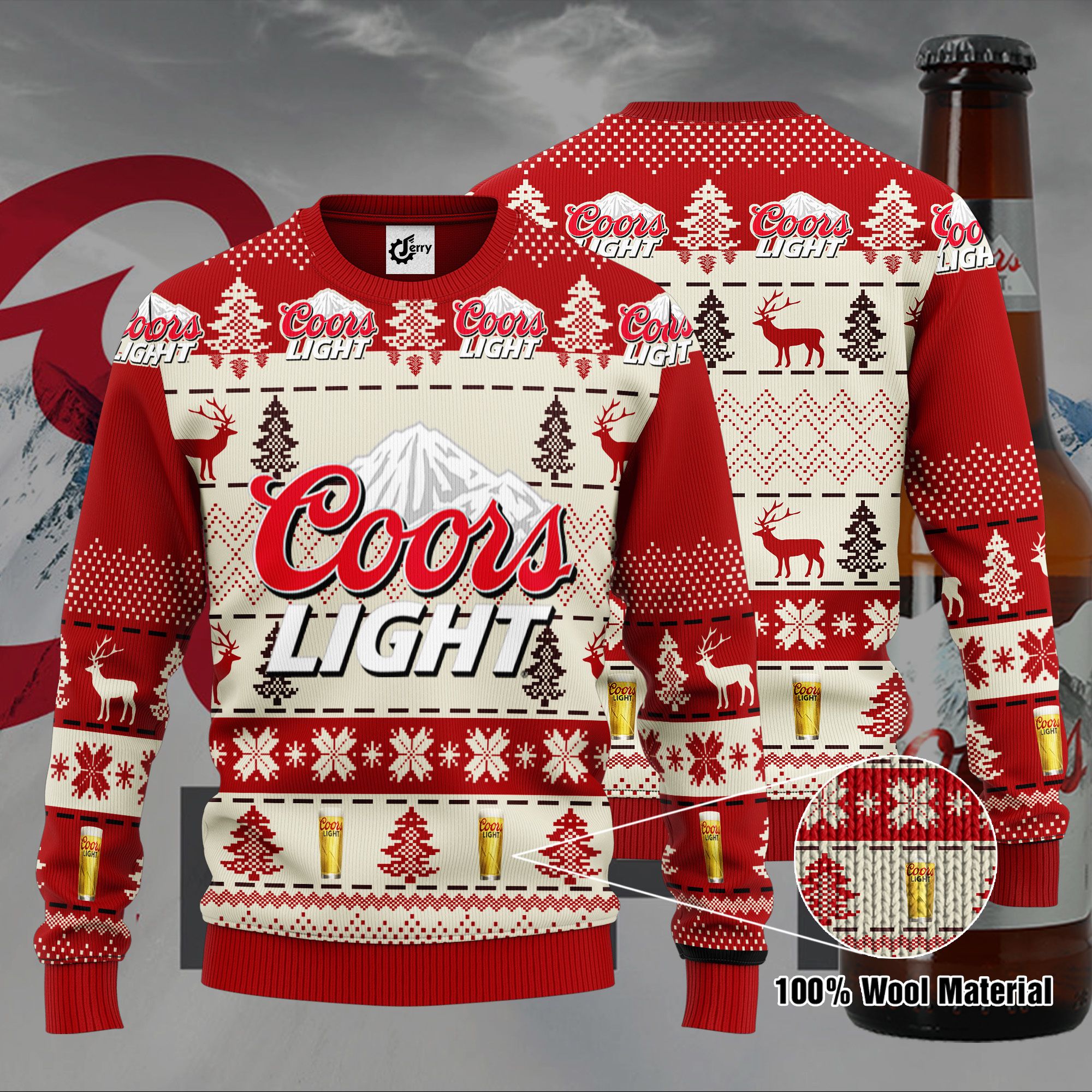Coors Light 3D Print Ugly Christmas Sweater, Hoodie, Zip Hoodie, Bomber Jacket