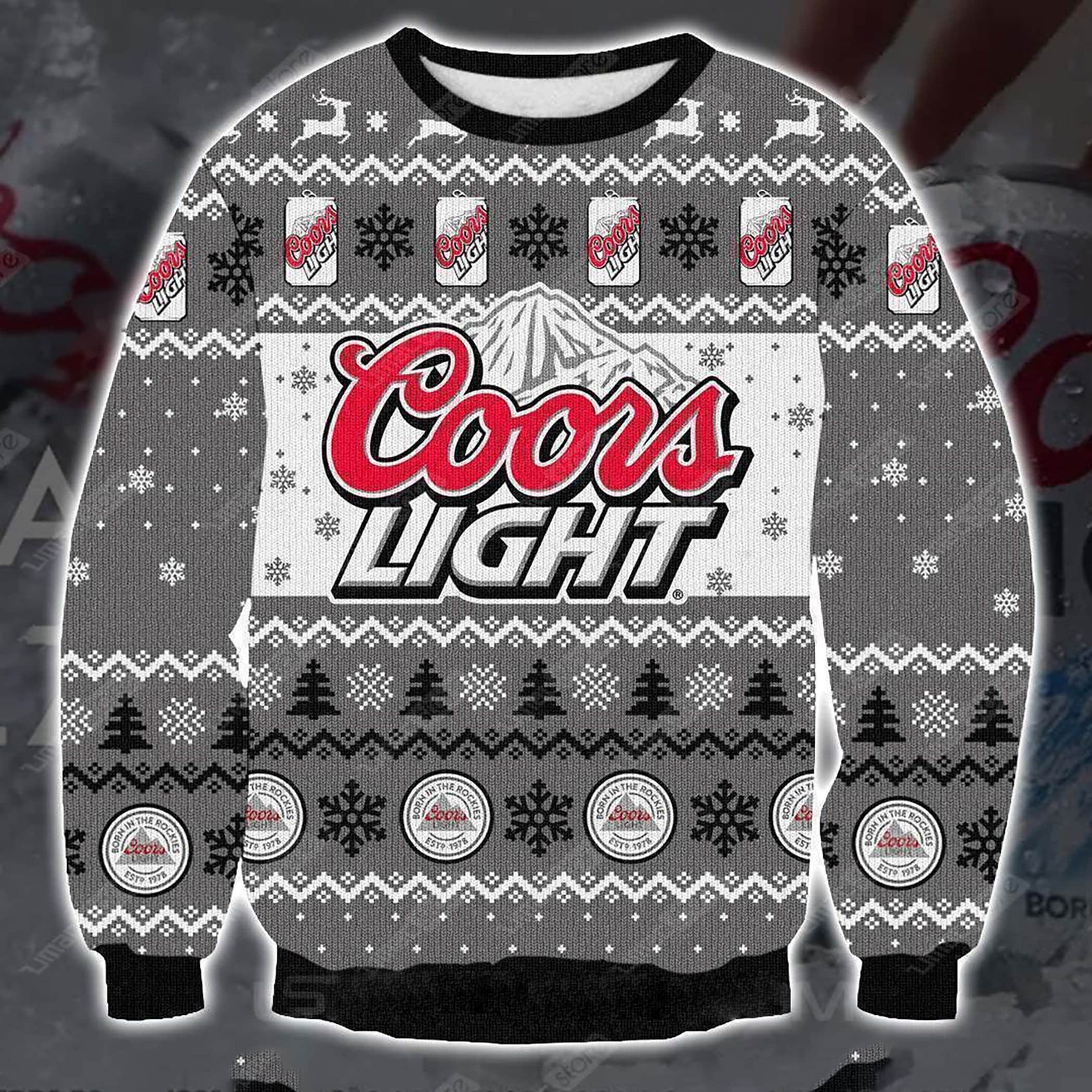 Coors Light Beer Print Ugly Christmas Sweater