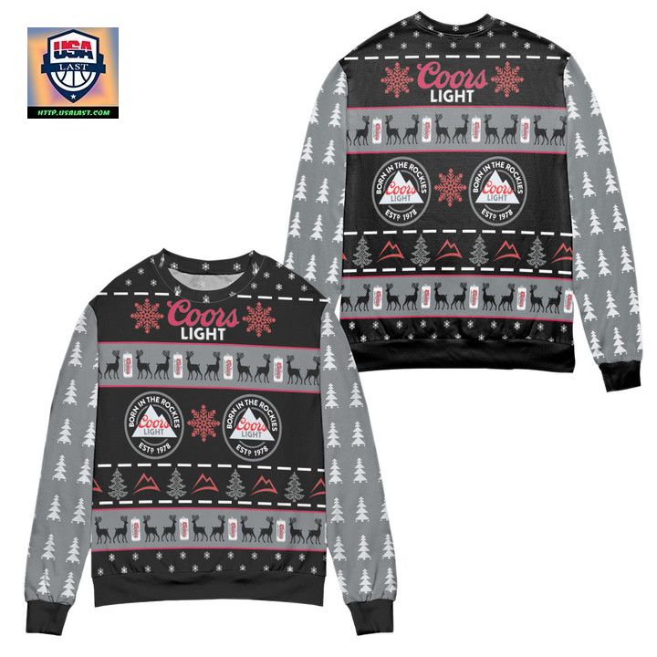 Coors Light Born In The Rockies Christmas Pattern Ugly Christmas Sweater