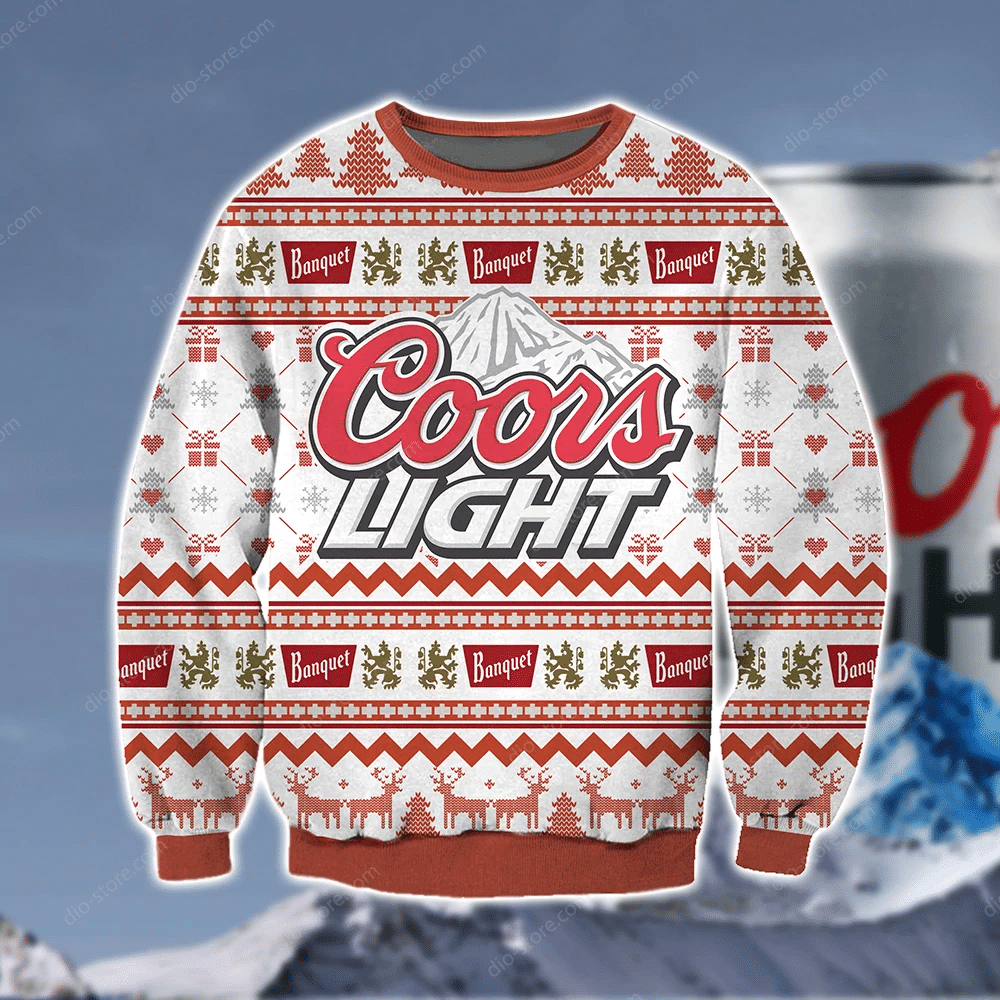 Coors Light Knitting Pattern 3D Print Ugly Christmas Sweater