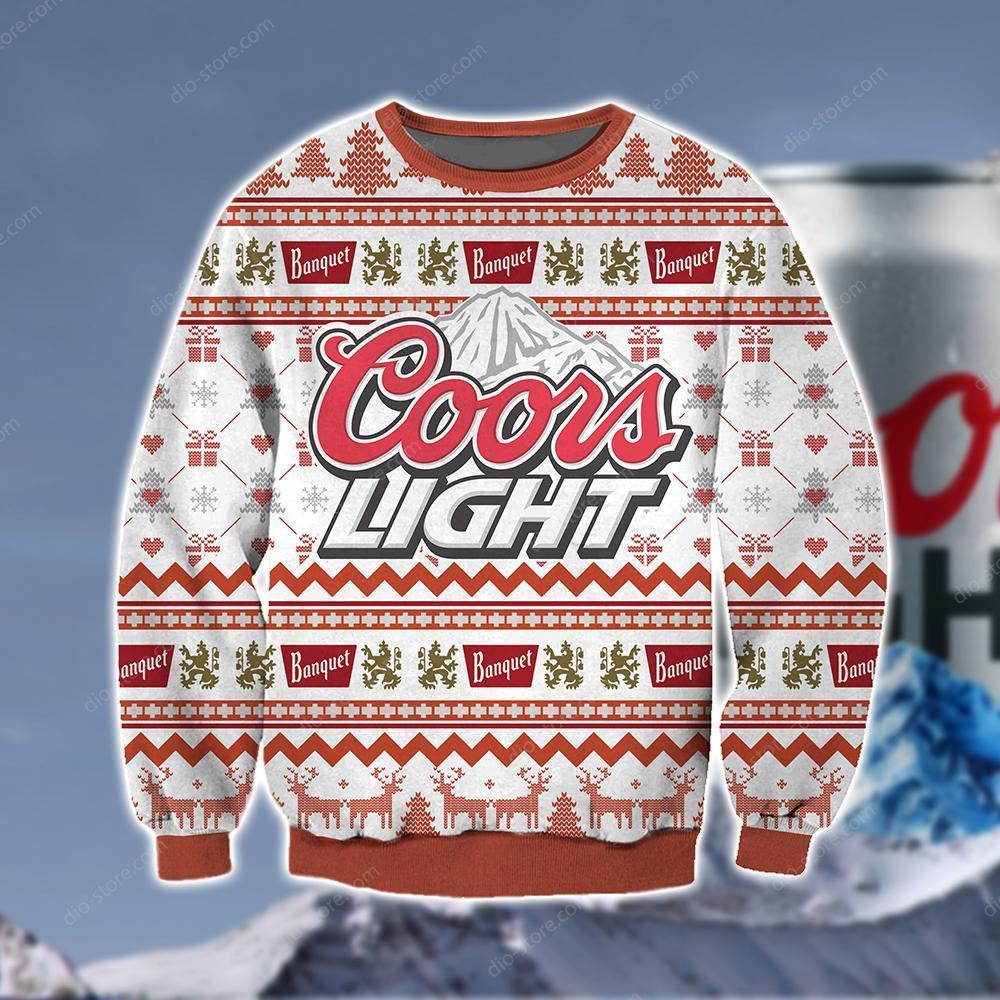 Coors Light Knitting Pattern 3D Print Ugly Christmas Sweater
