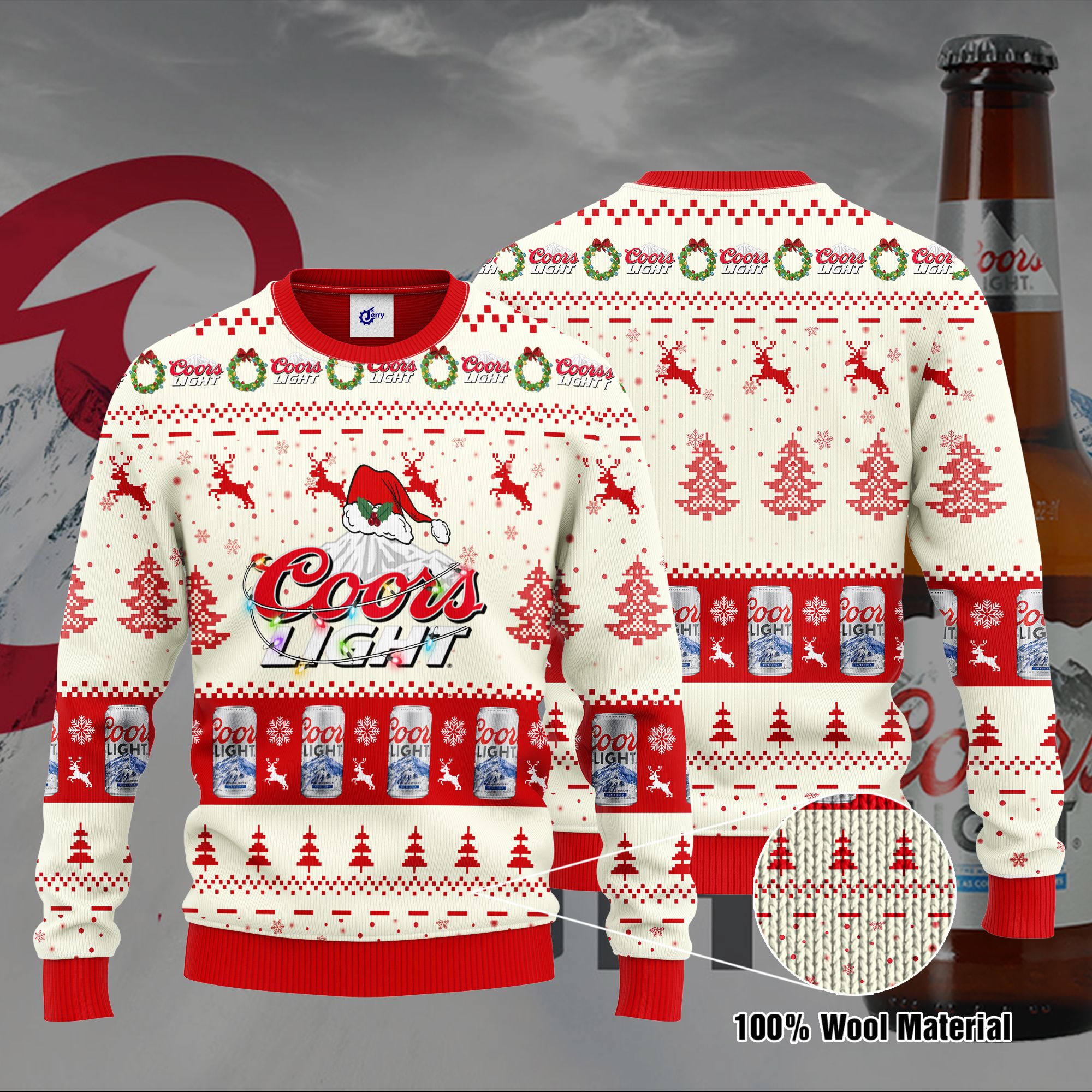 Coors Light Santa Hat Christmas Ugly Christmas Sweater, Hoodie, Zip Hoodie, Bomber Jacket