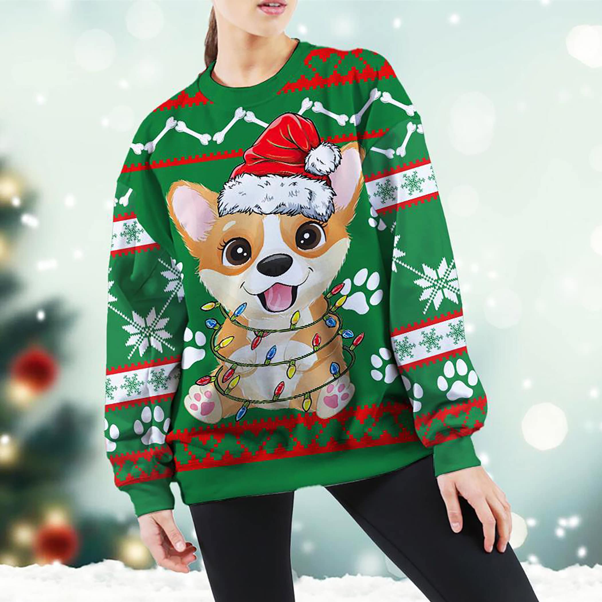 Corgi Green Ugly Christmas Sweater