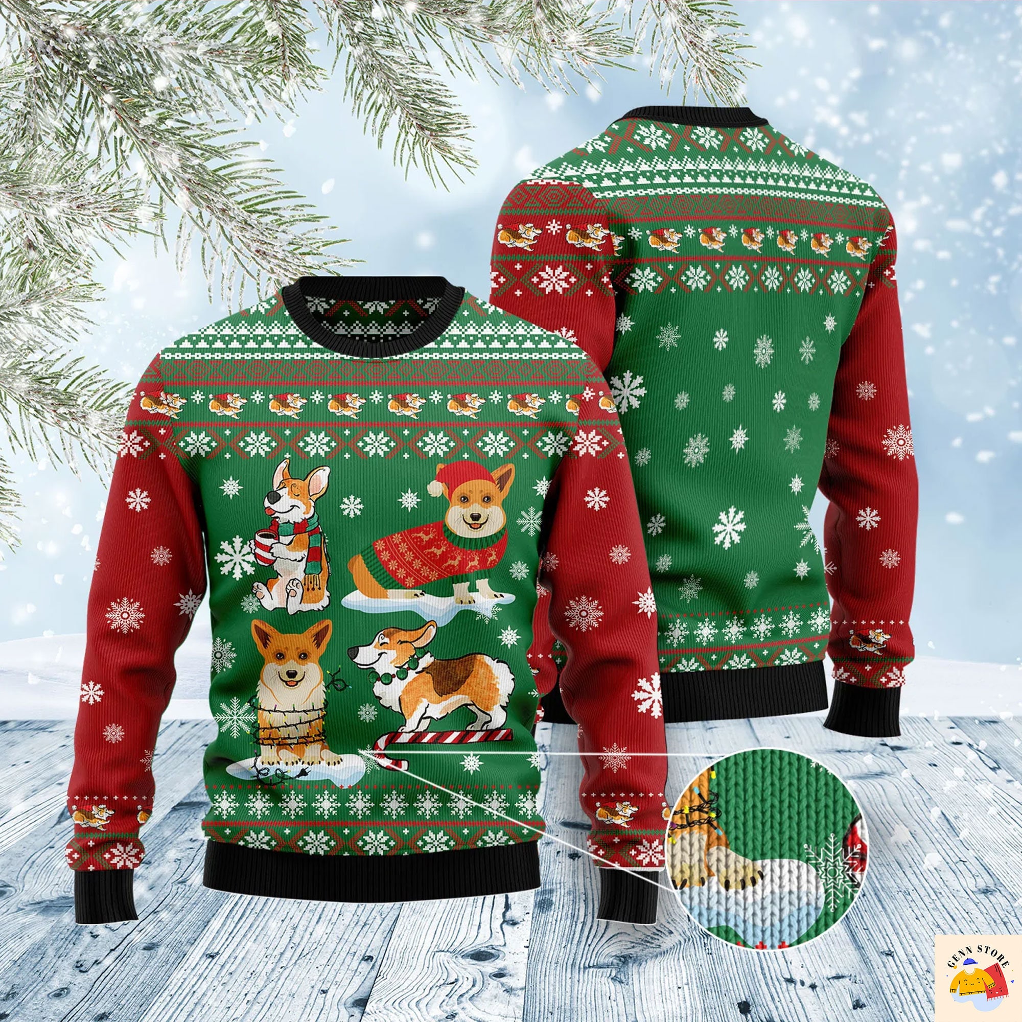 Corgi Snow Day Ugly Christmas Sweater