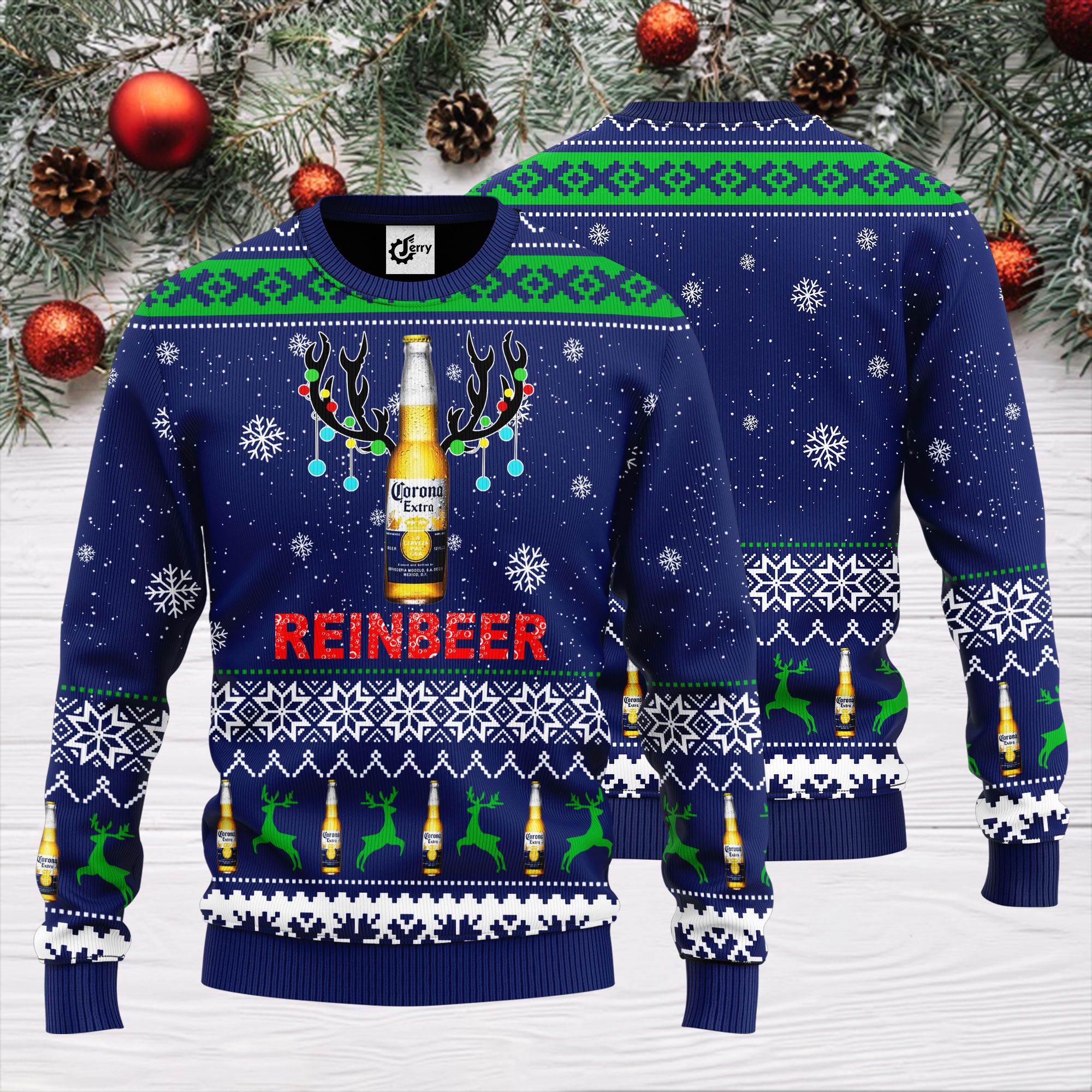 Corona Extra Reinbeer Ugly Christmas Sweater