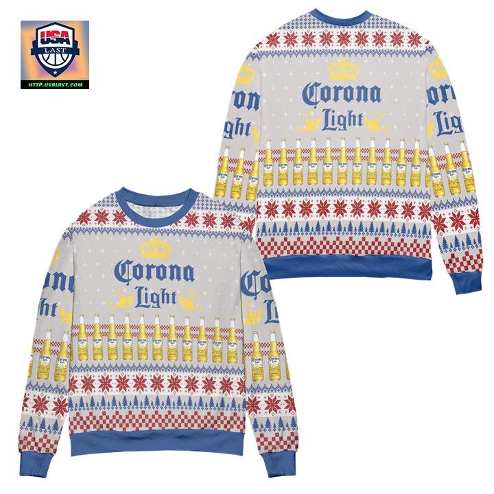 Corona Light Beer Snowflake Pattern Ugly Christmas Sweater